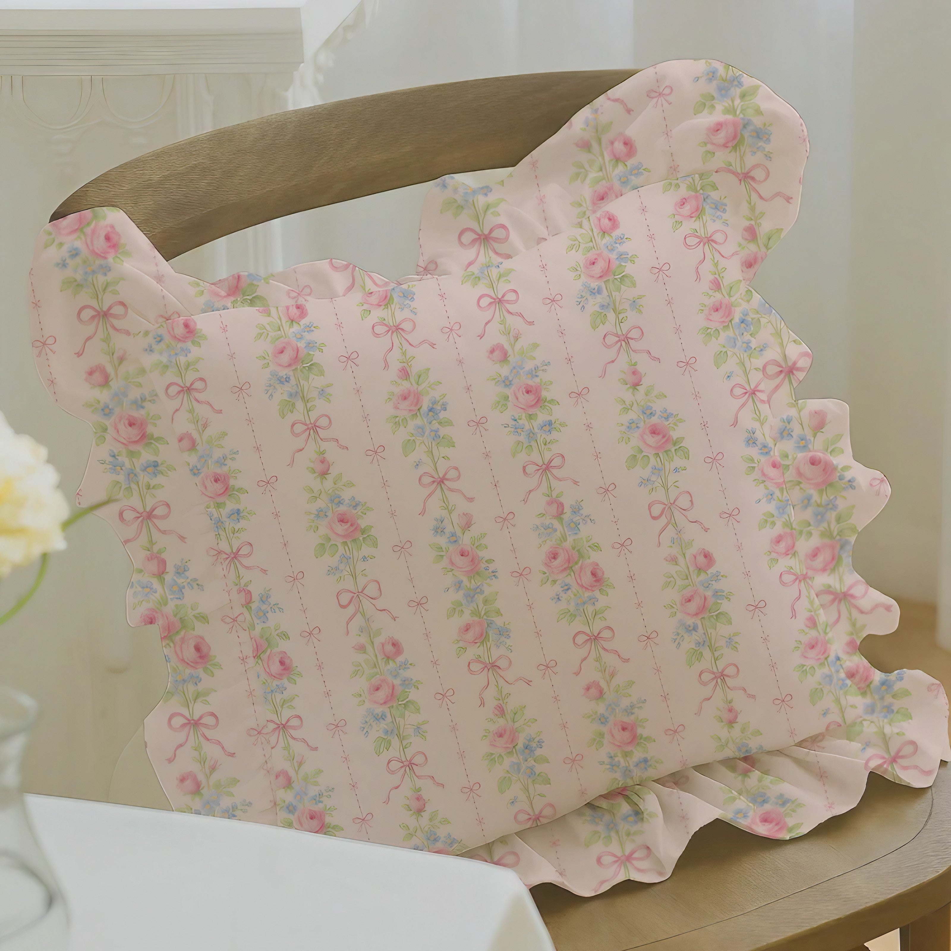Rose Stripe Cushion Cover