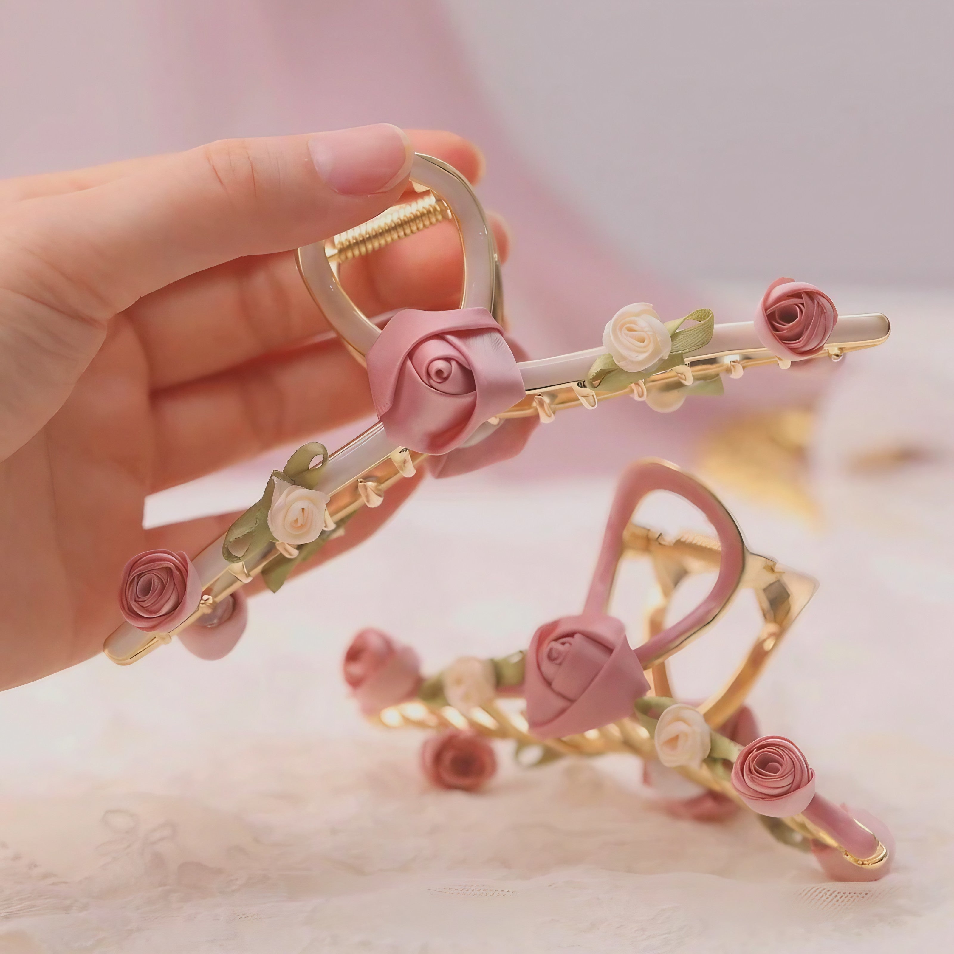 Rosette Charm Hair Clip