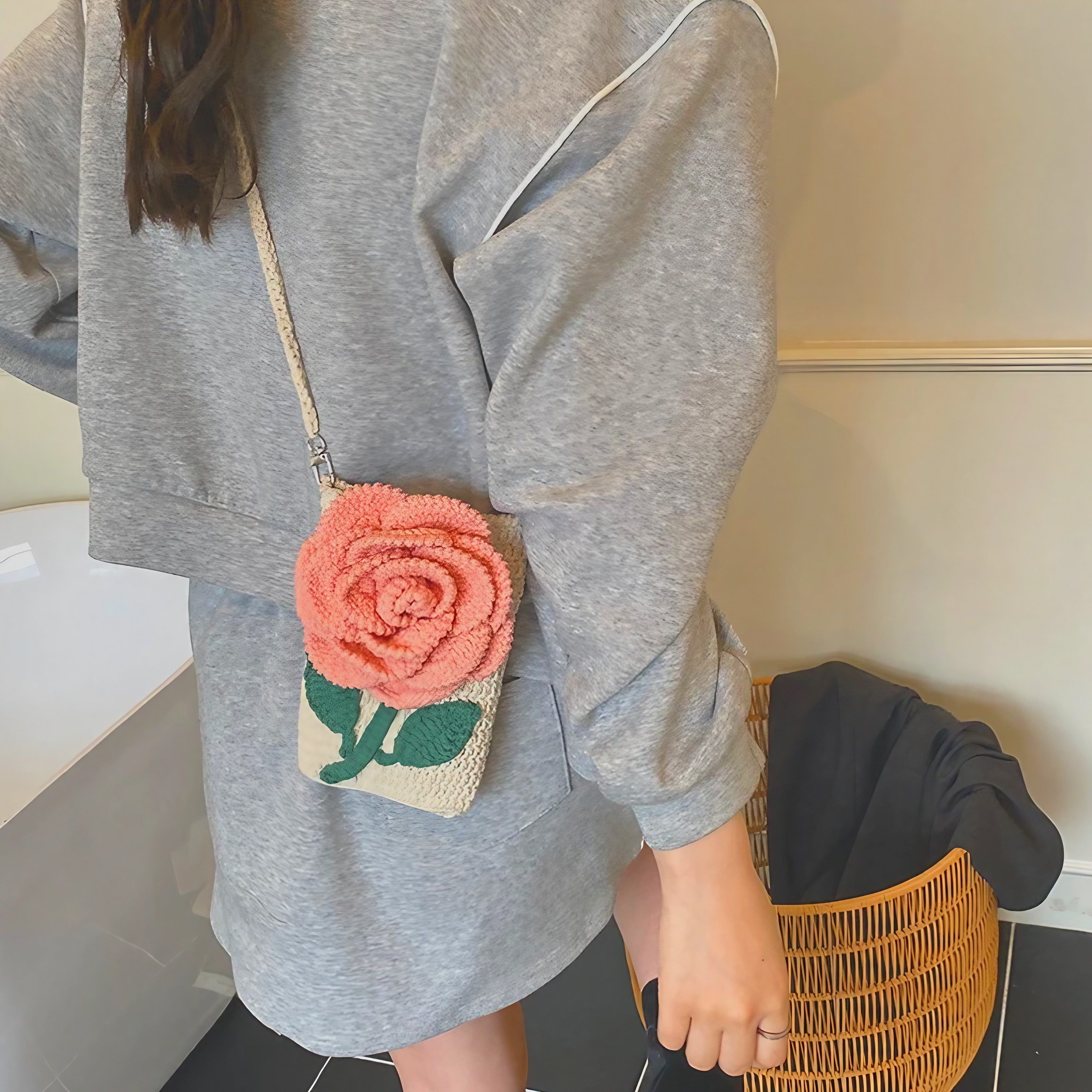 Rosette Crochet Crossbody Bags