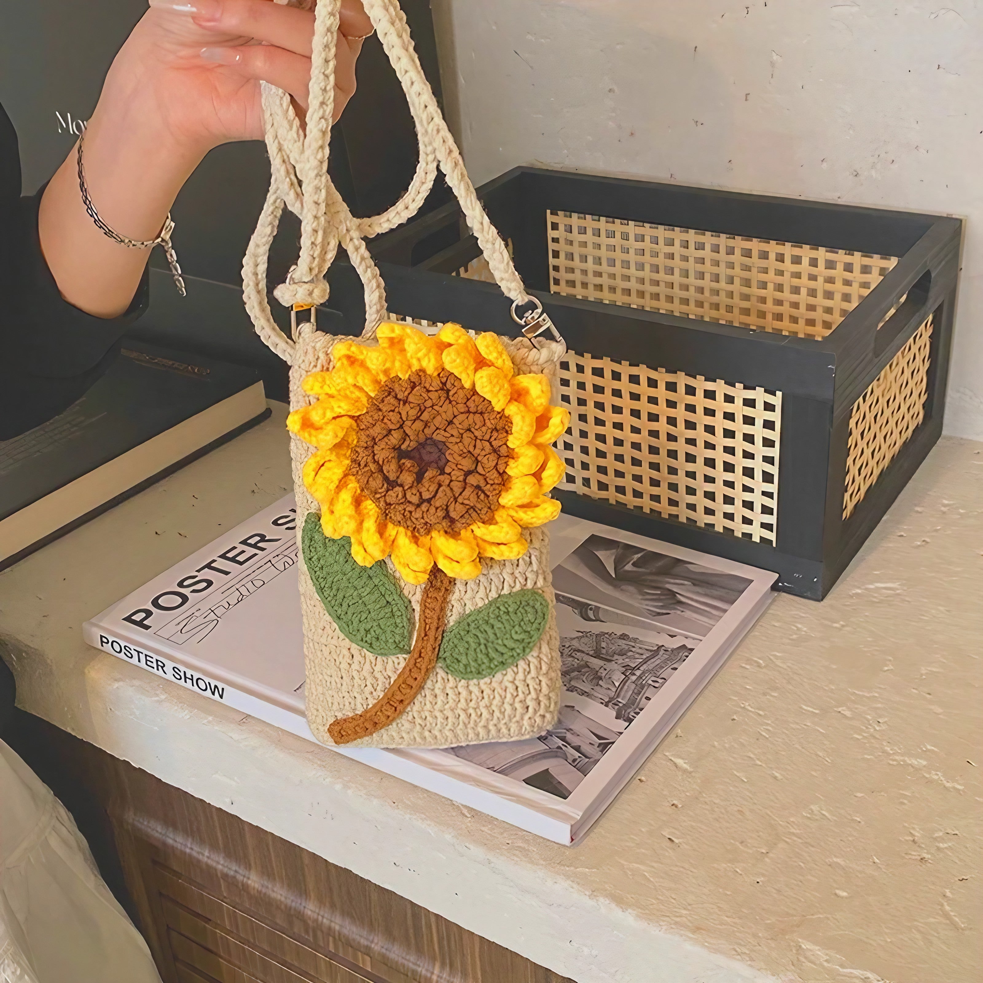Rosette Crochet Crossbody Bags