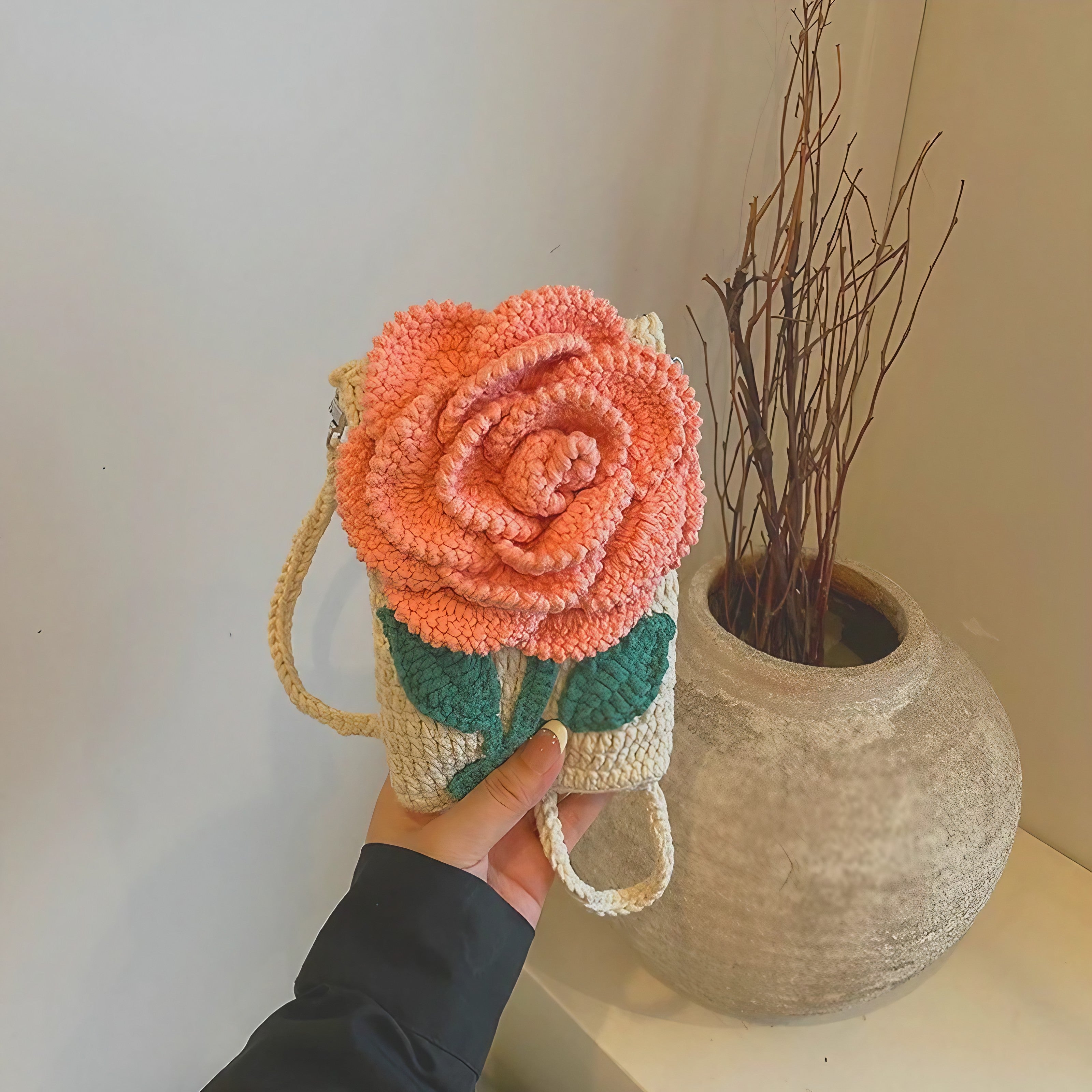 Rosette Crochet Crossbody Bags