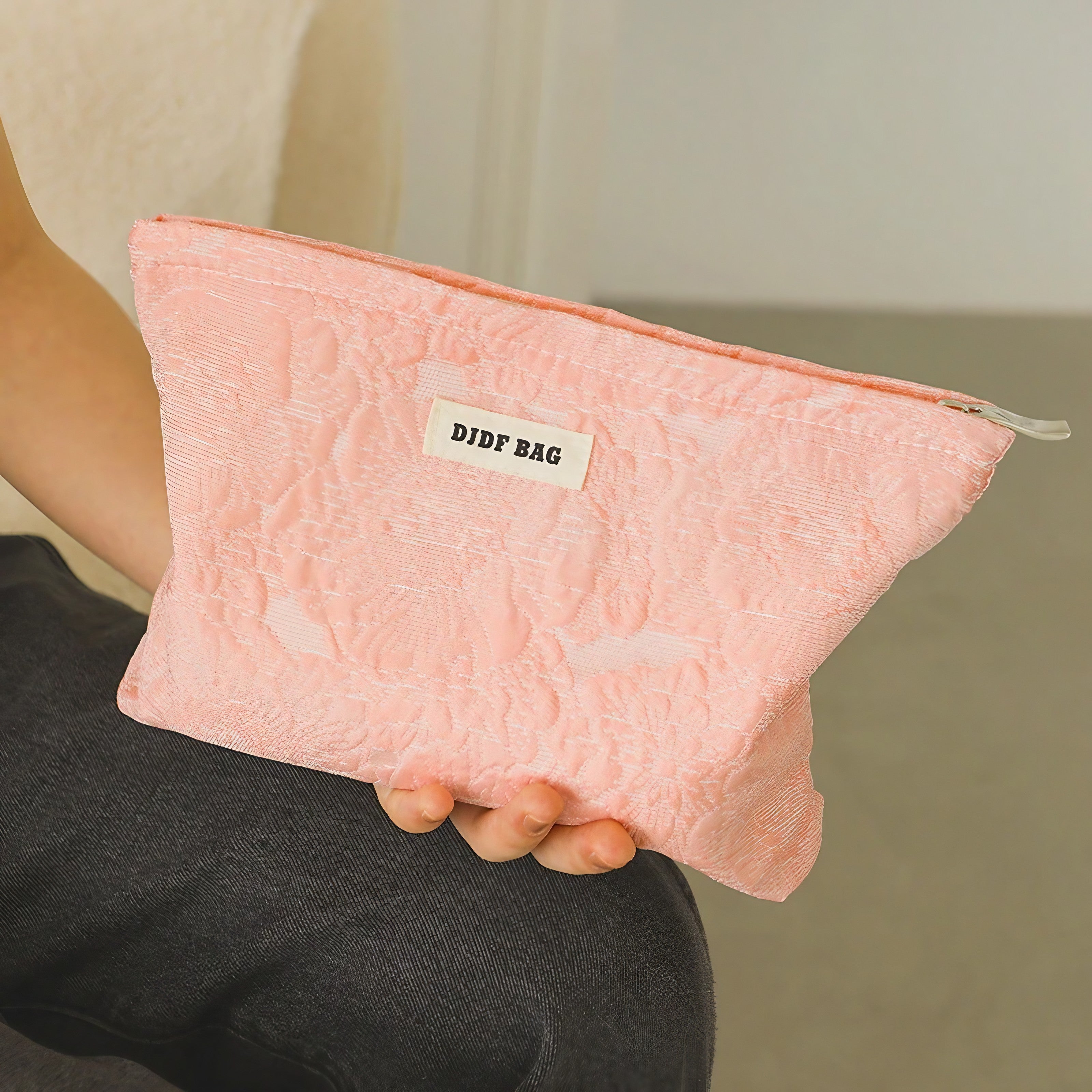 Coral Bloom Quilted Pouch