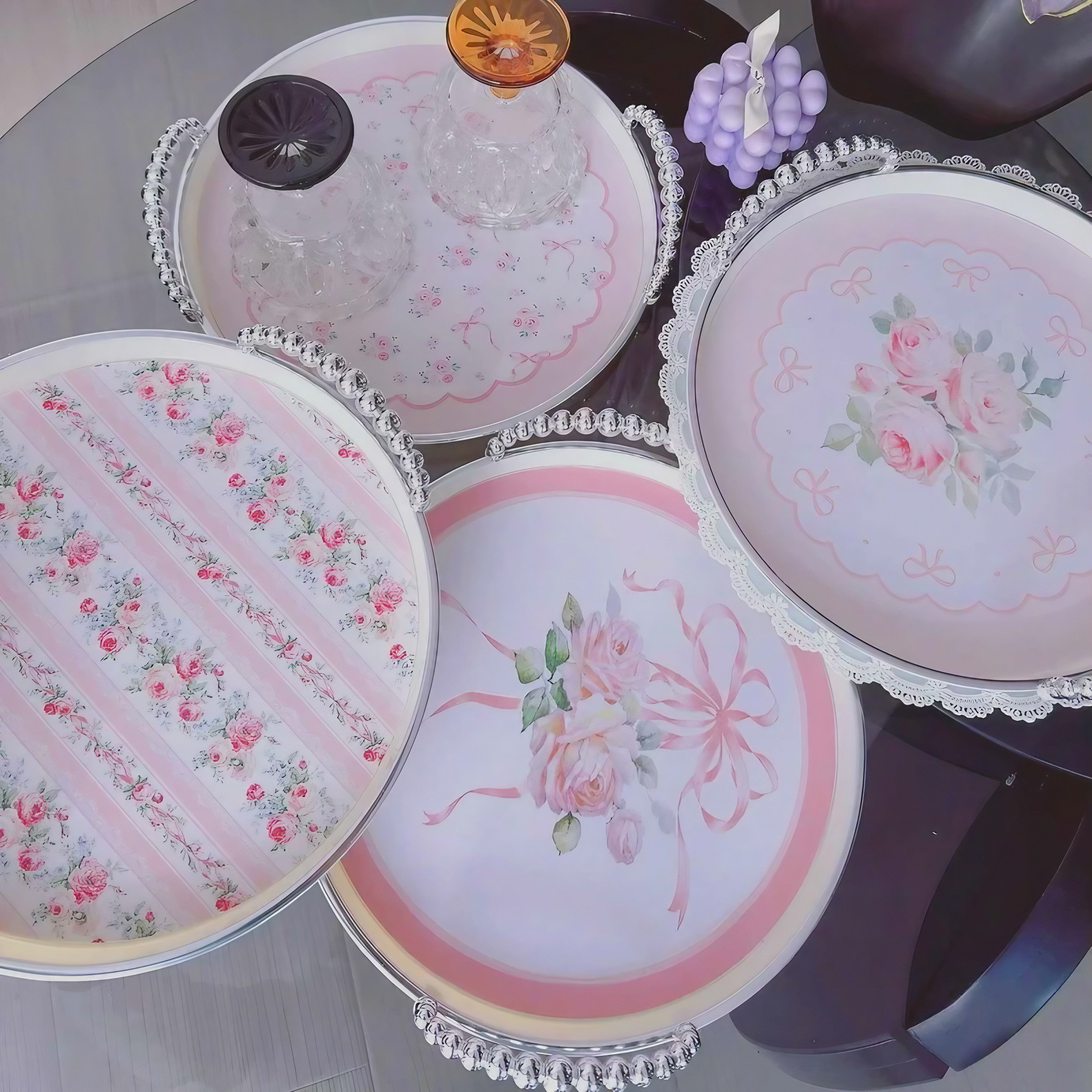 Rosy Lace Serving Tray