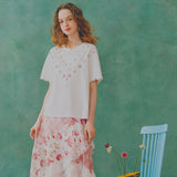 Rosy Patchwork Lace Skirt