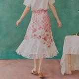 Rosy Patchwork Lace Skirt