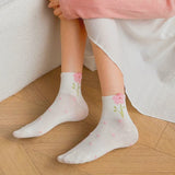 Rosy Ribbon Garden Socks