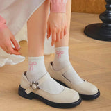 Rosy Ribbon Garden Socks