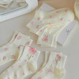 Rosy Ribbon Garden Socks
