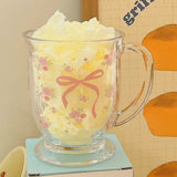 Rosy Ribbon Glass Mugs