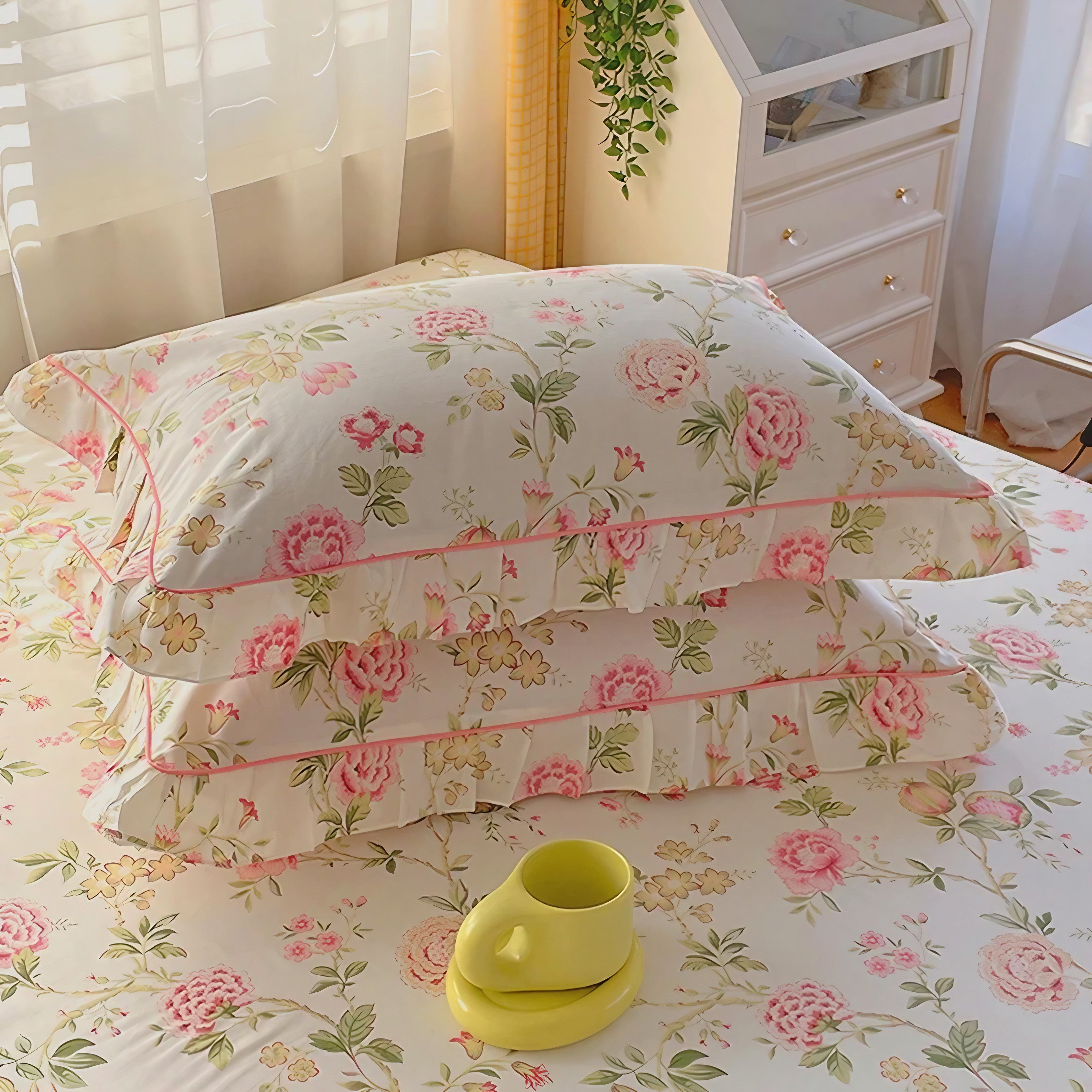 Rosy Ruffle Pillowcase