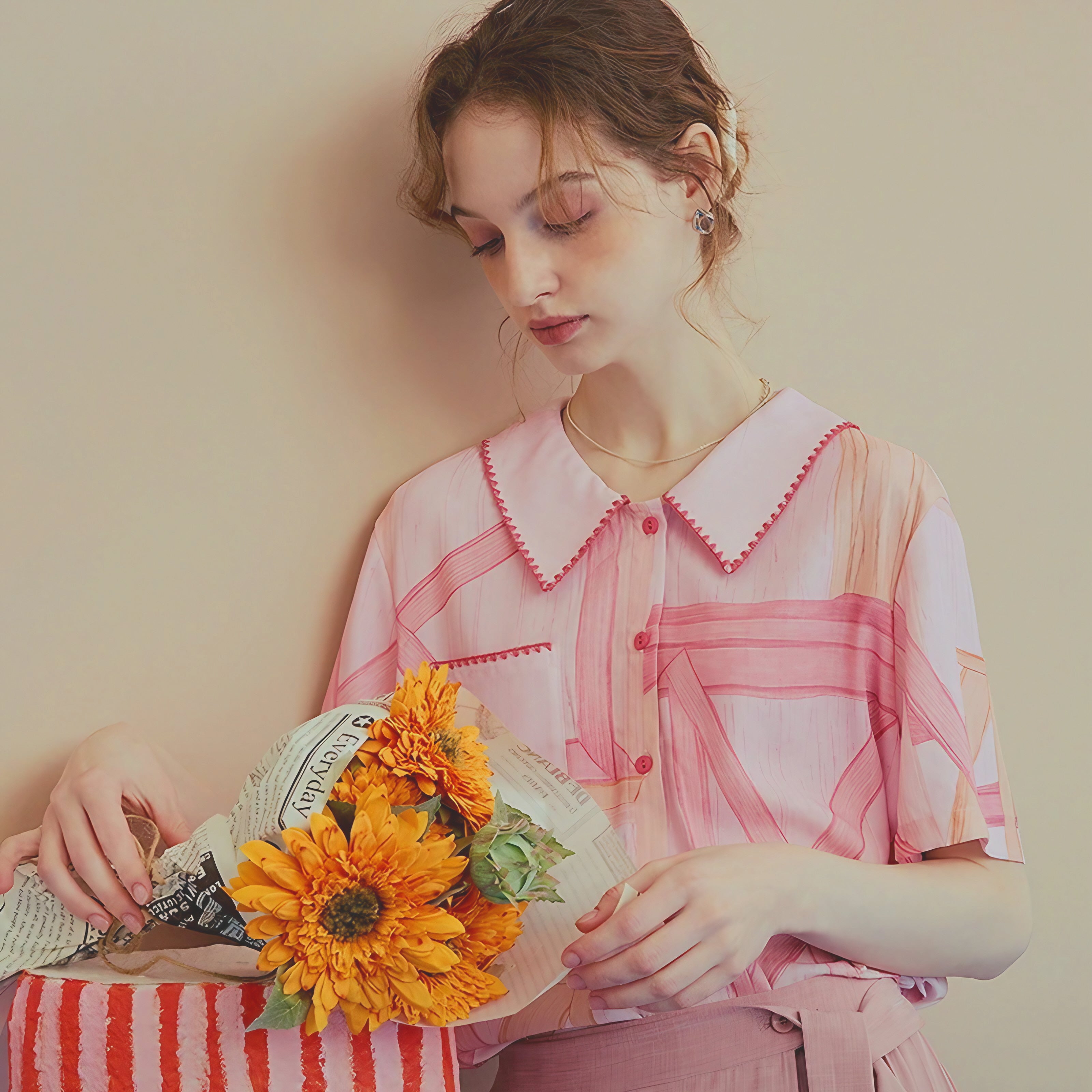 Rosy Sketch Blouse