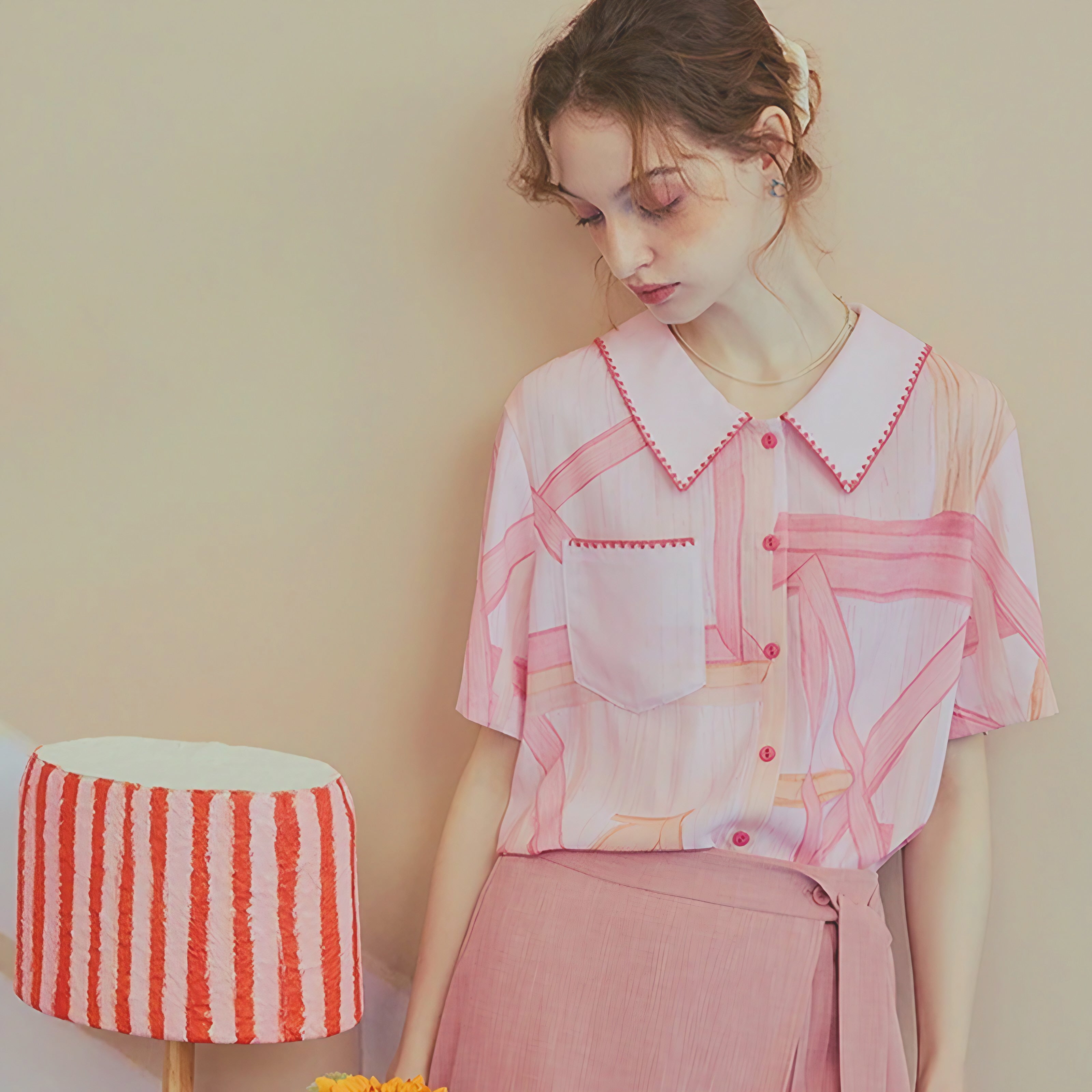 Rosy Sketch Blouse