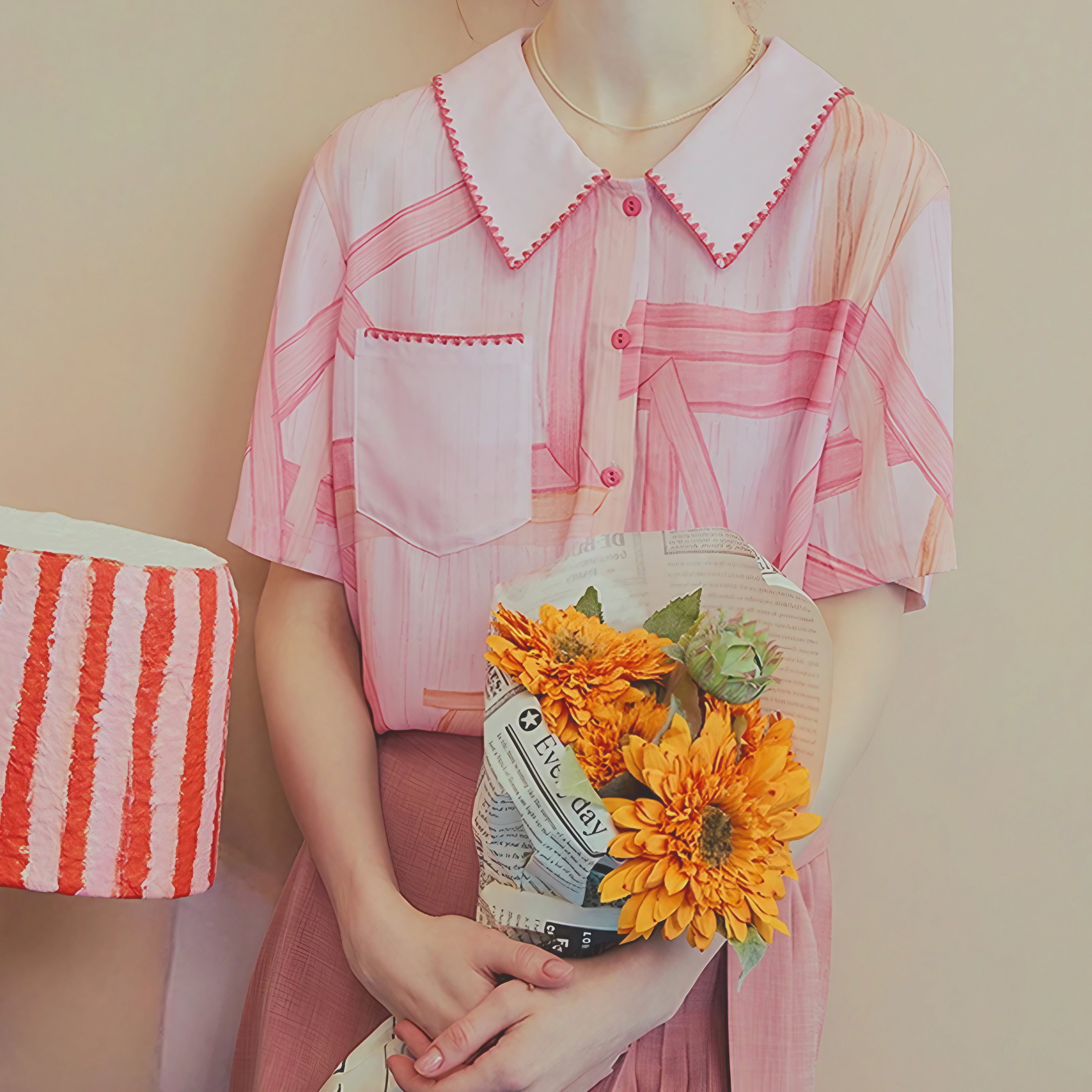 Rosy Sketch Blouse