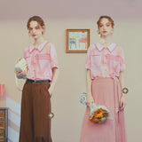 Rosy Sketch Blouse