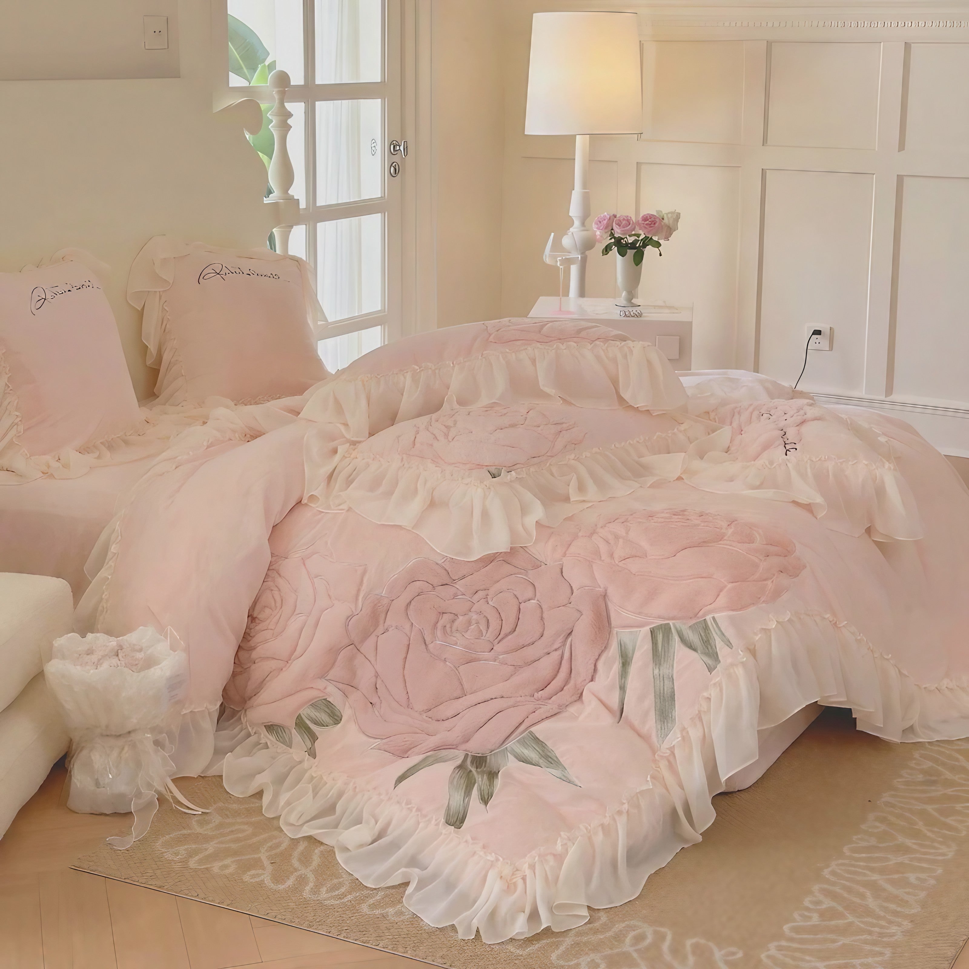 Rosy Whispers Bedding Set