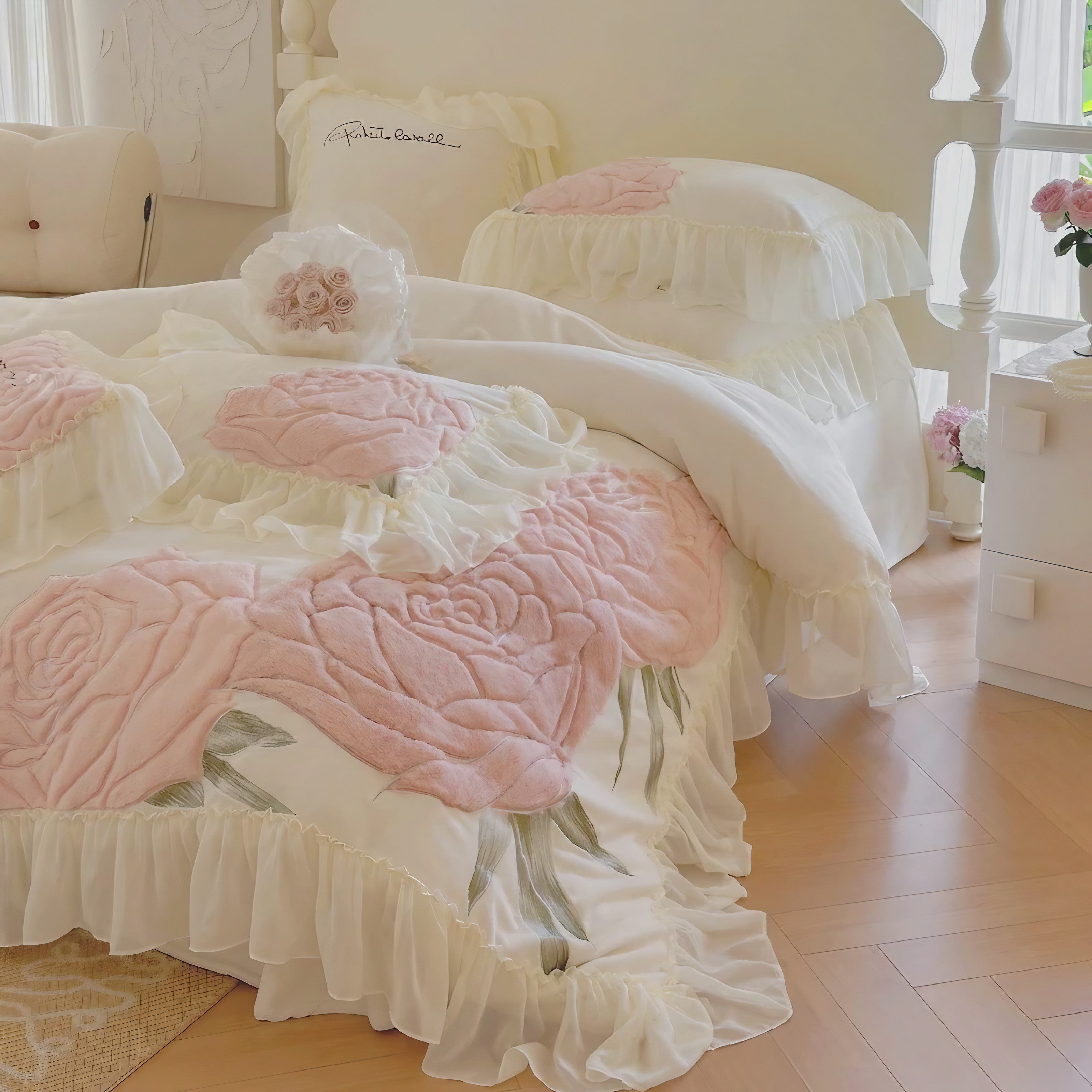 Rosy Whispers Bedding Set