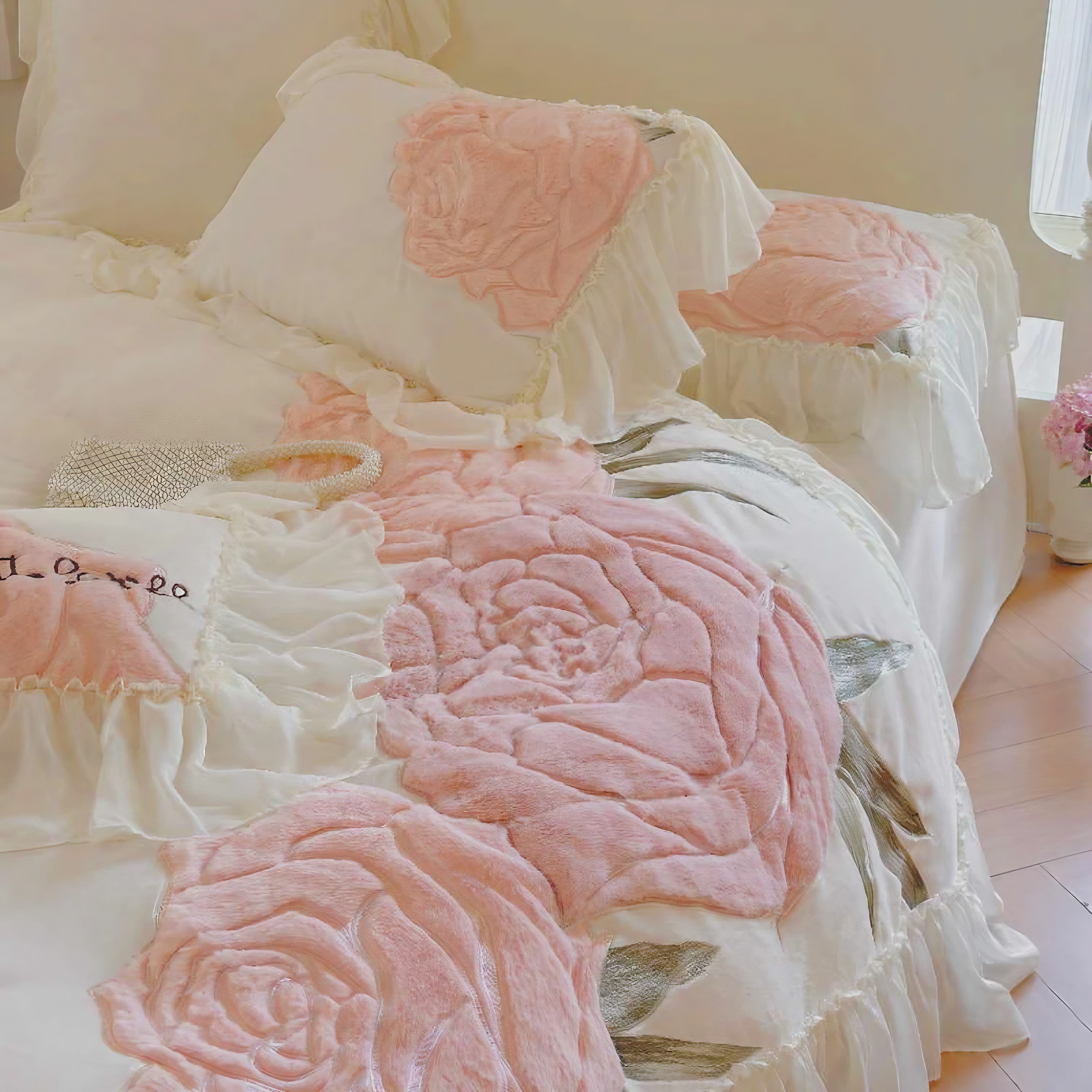 Rosy Whispers Bedding Set