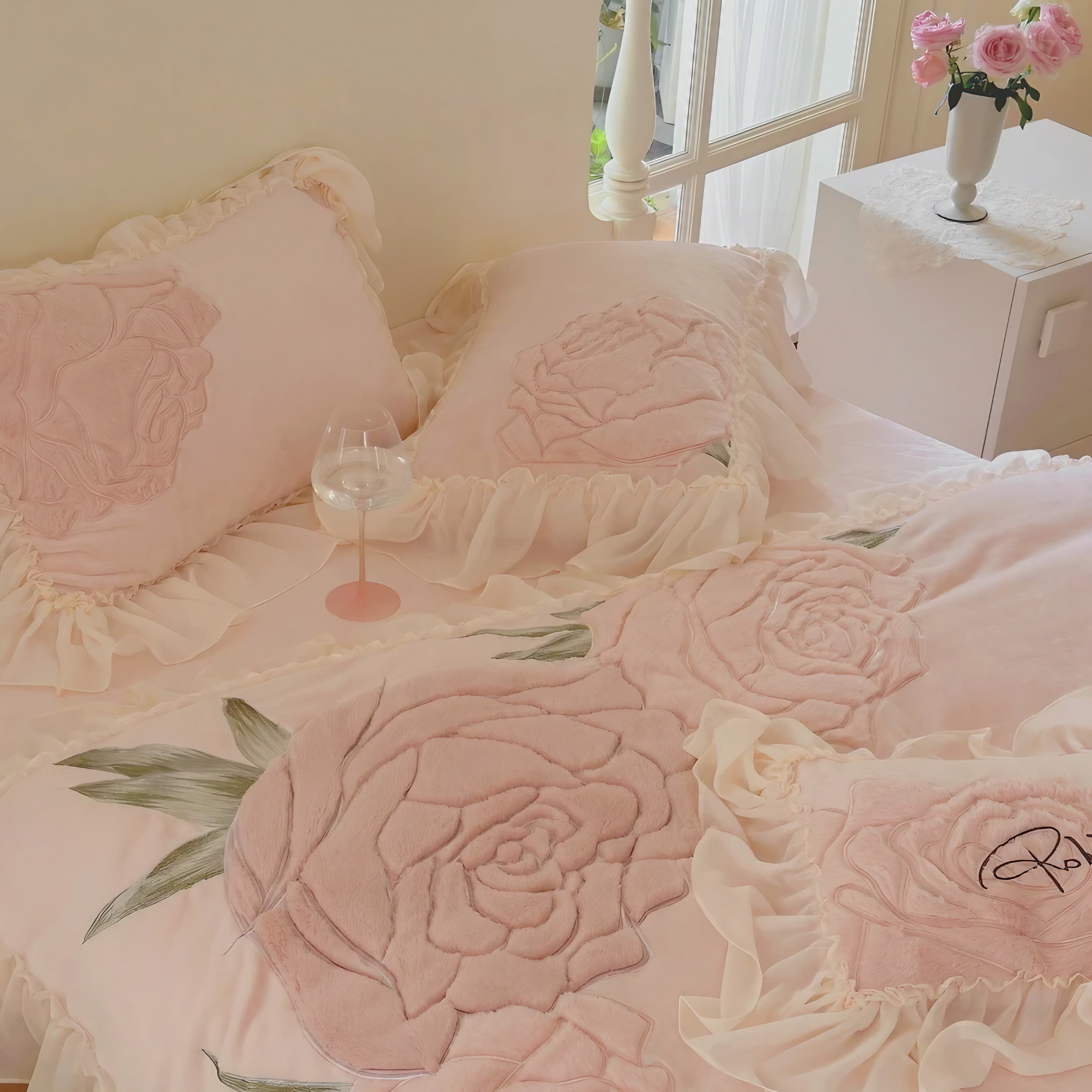 Rosy Whispers Bedding Set