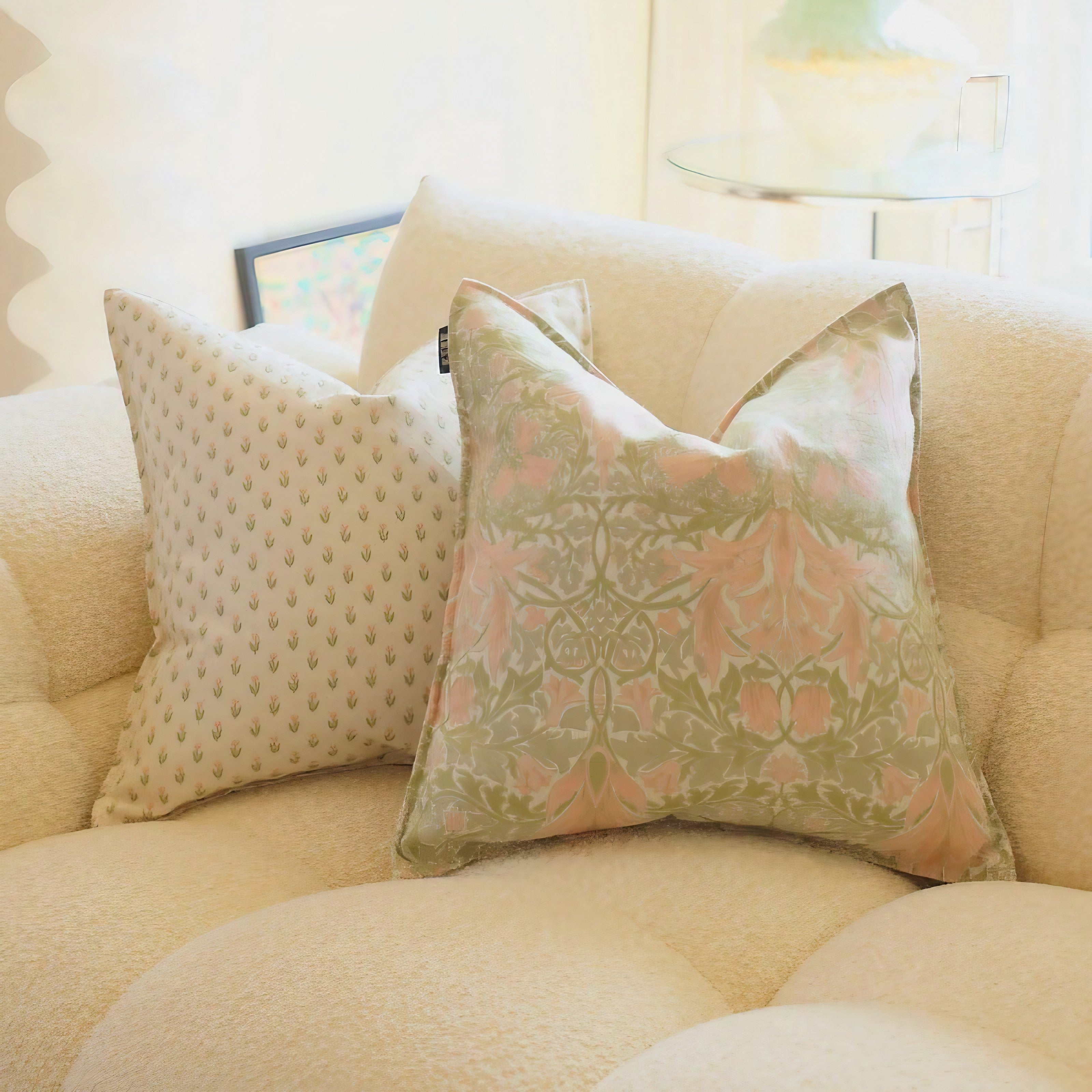 Sage Blossom Cushion Covers