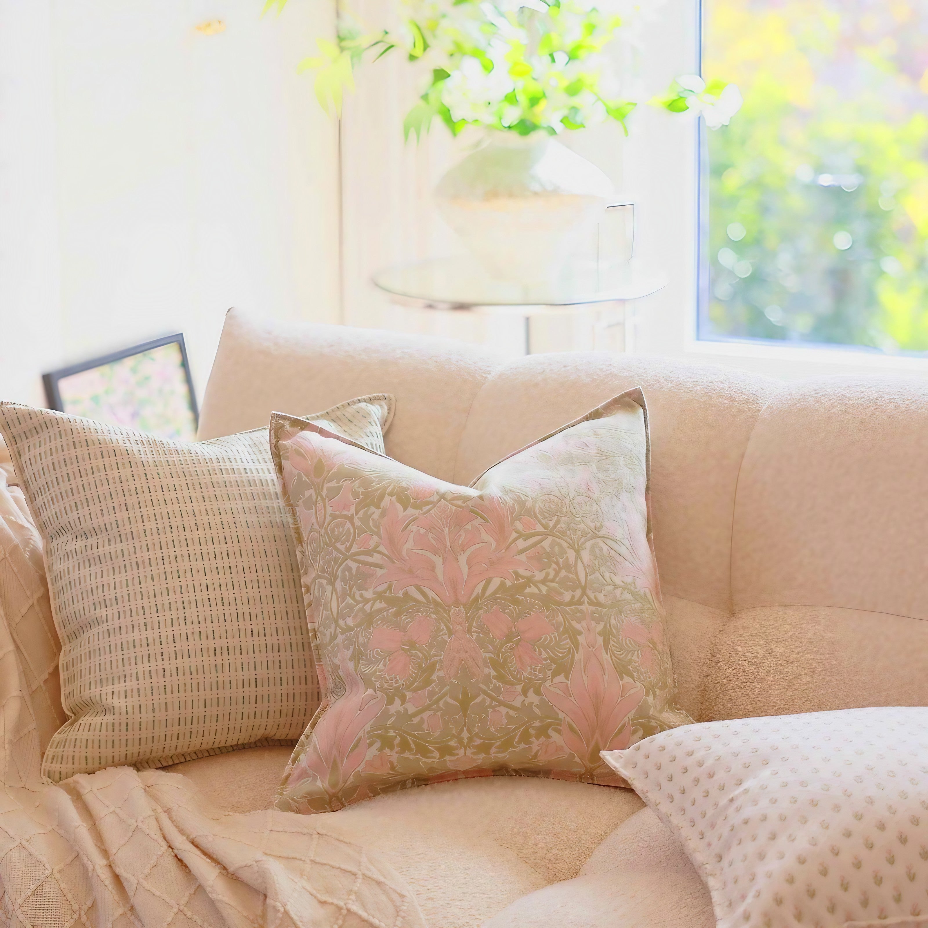 Sage Blossom Cushion Covers
