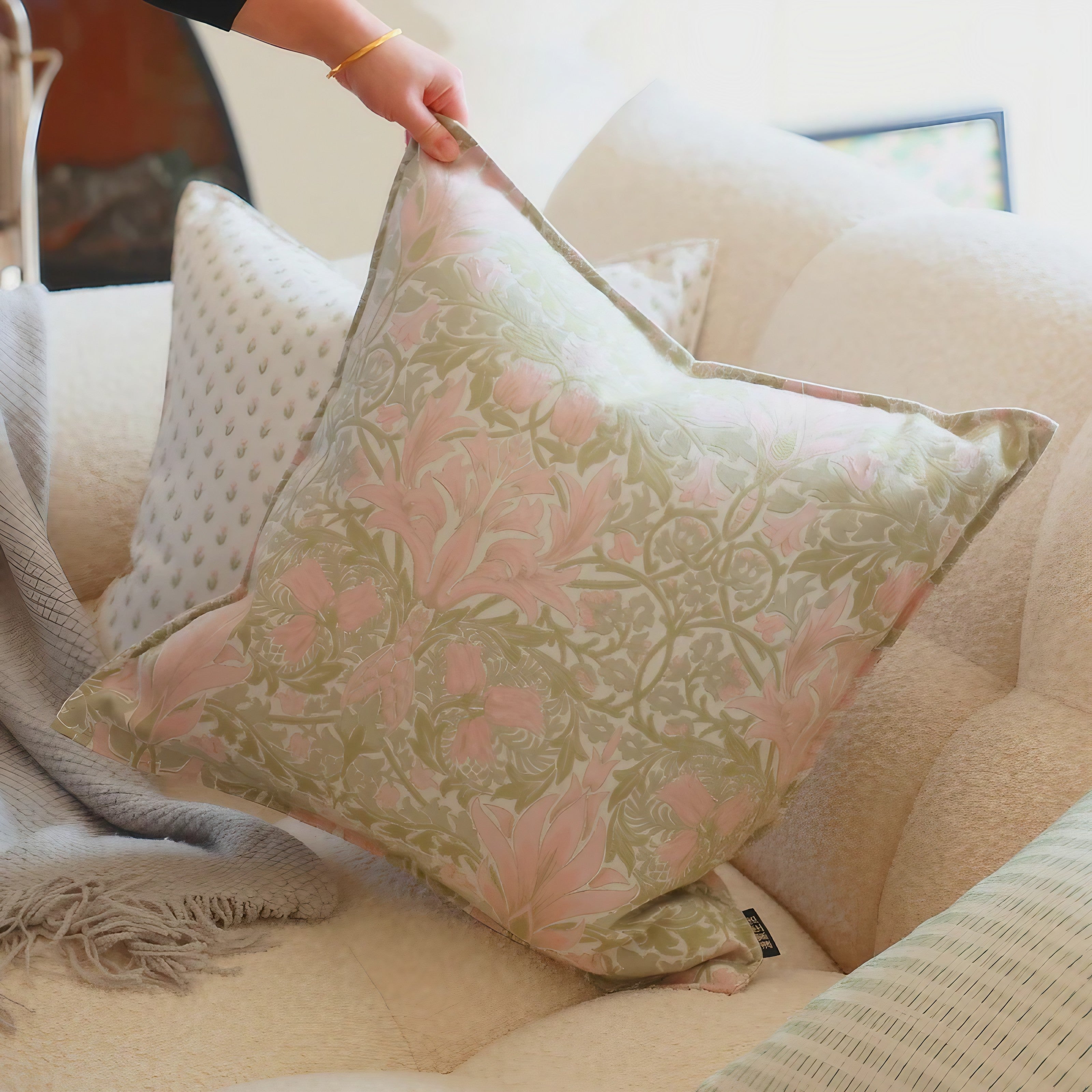 Sage Blossom Cushion Covers