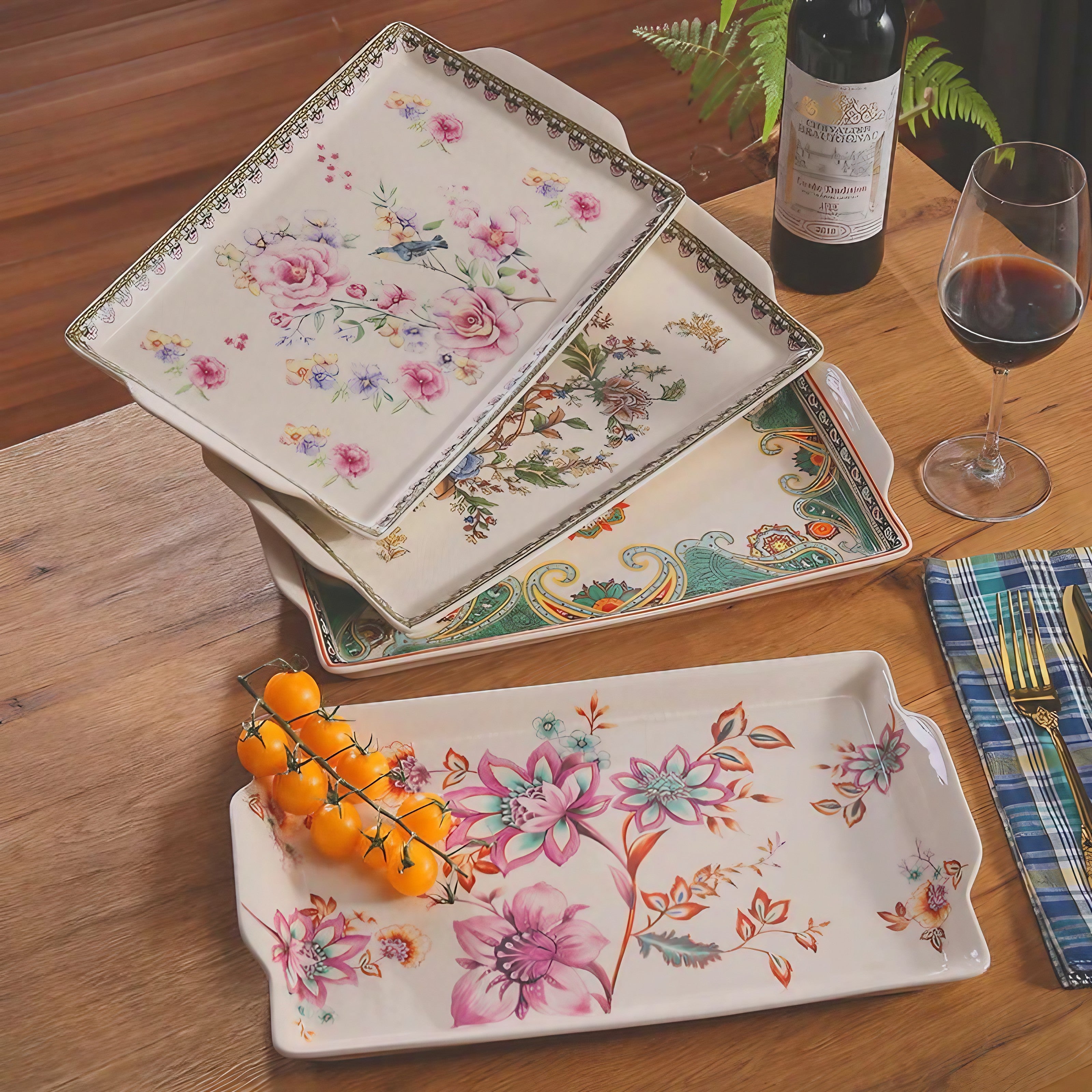 Serene Blossom Trays