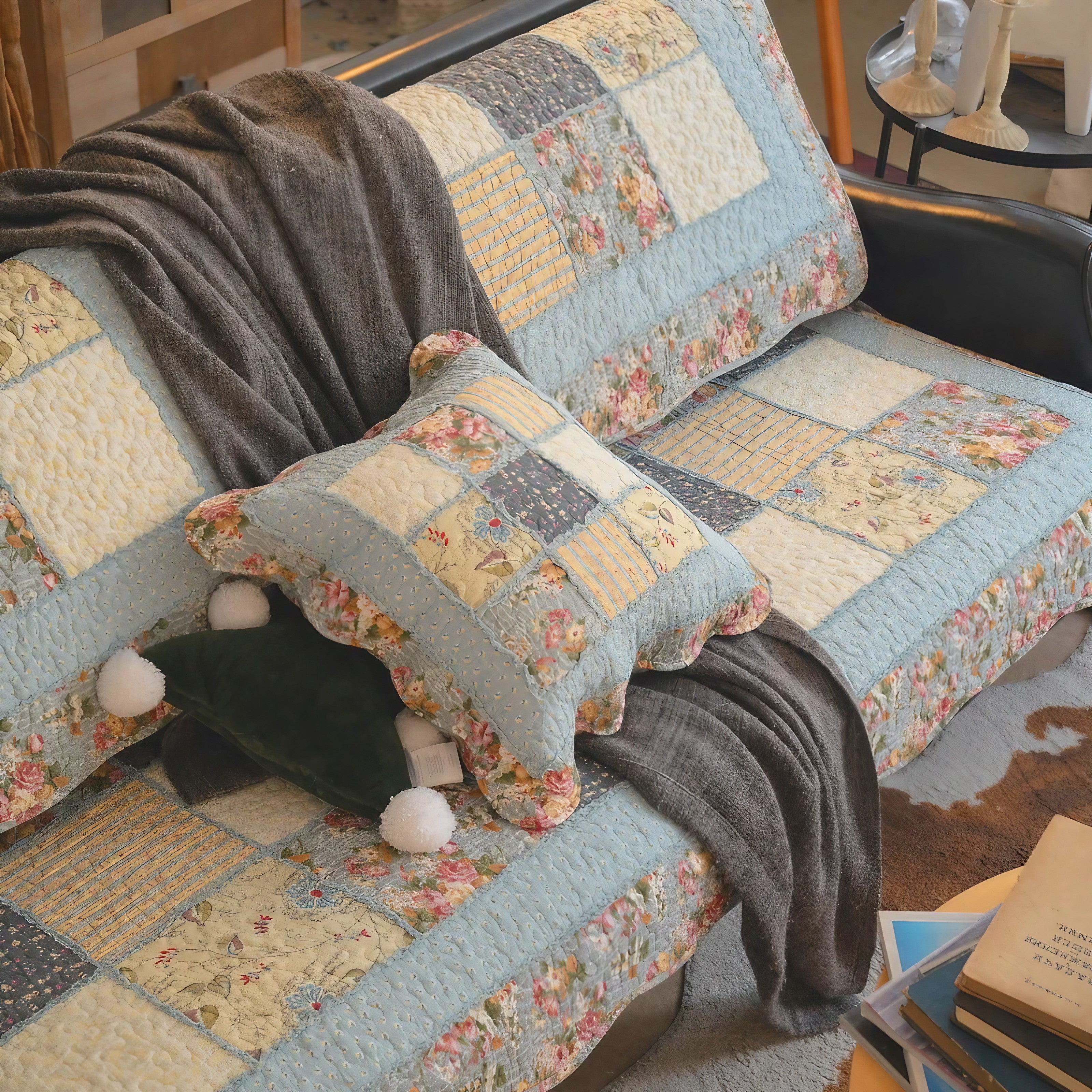 Vintage Rose Patchwork Cushion Covers