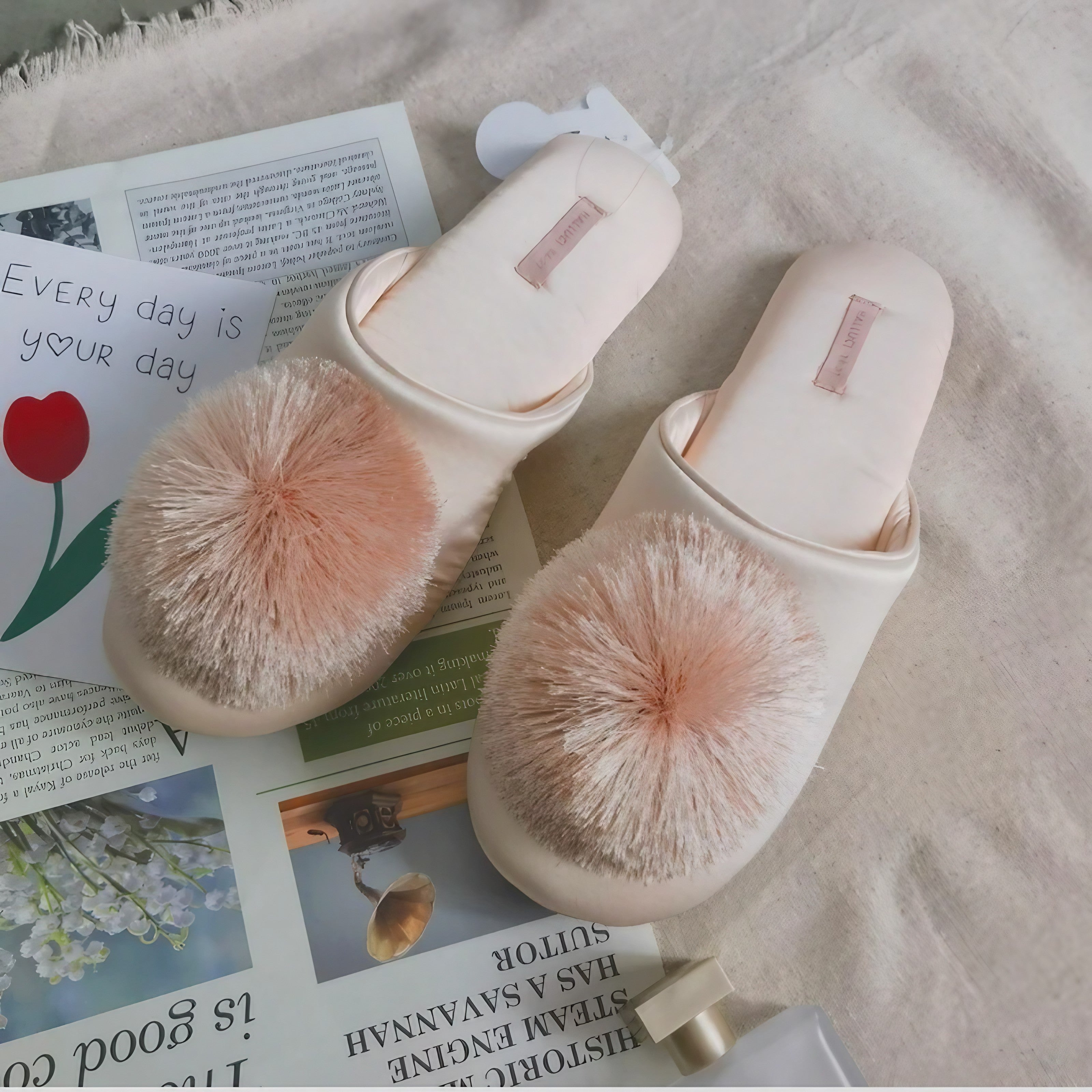 Soft Bloom Pom Slippers