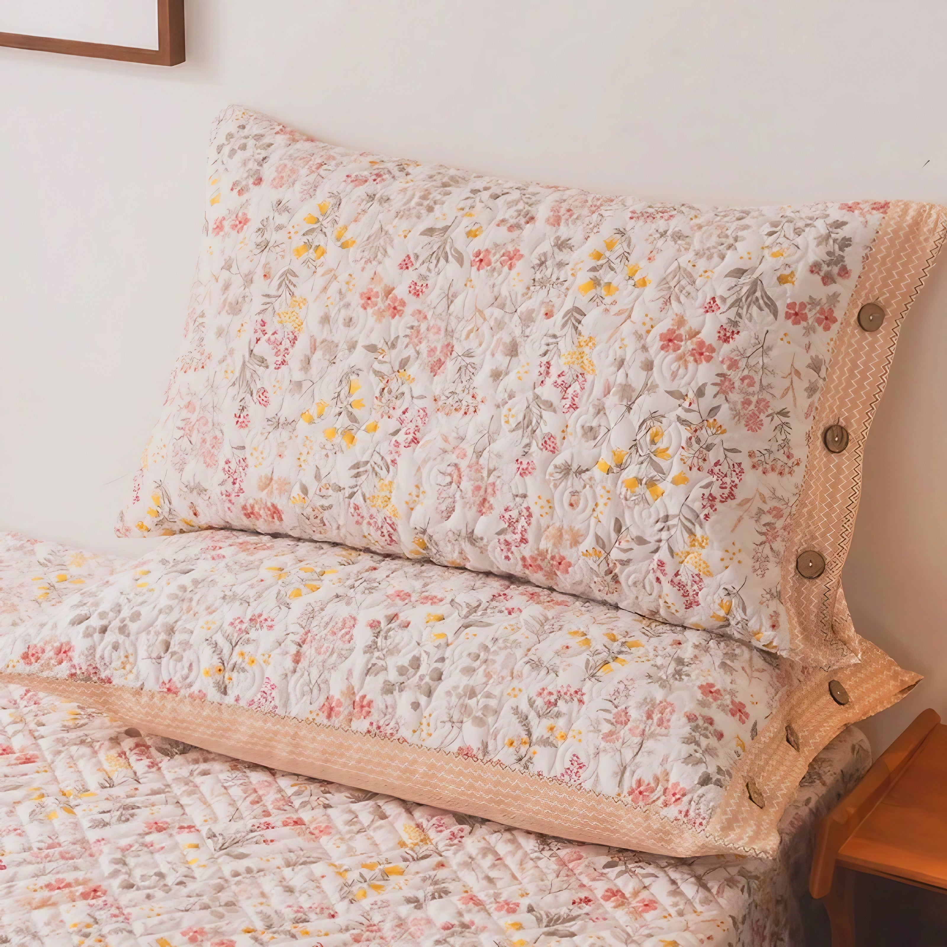 Soft Blossom Button Pillowcase