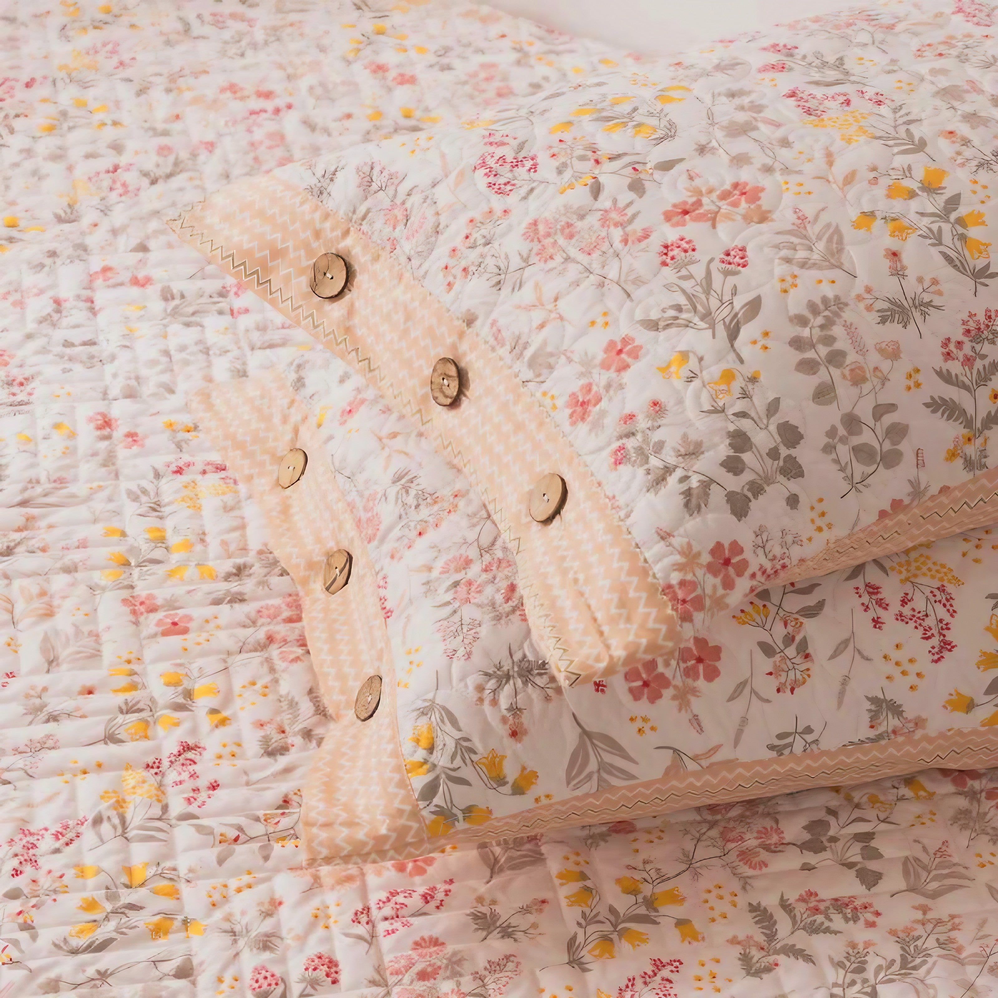 Soft Blossom Button Pillowcase