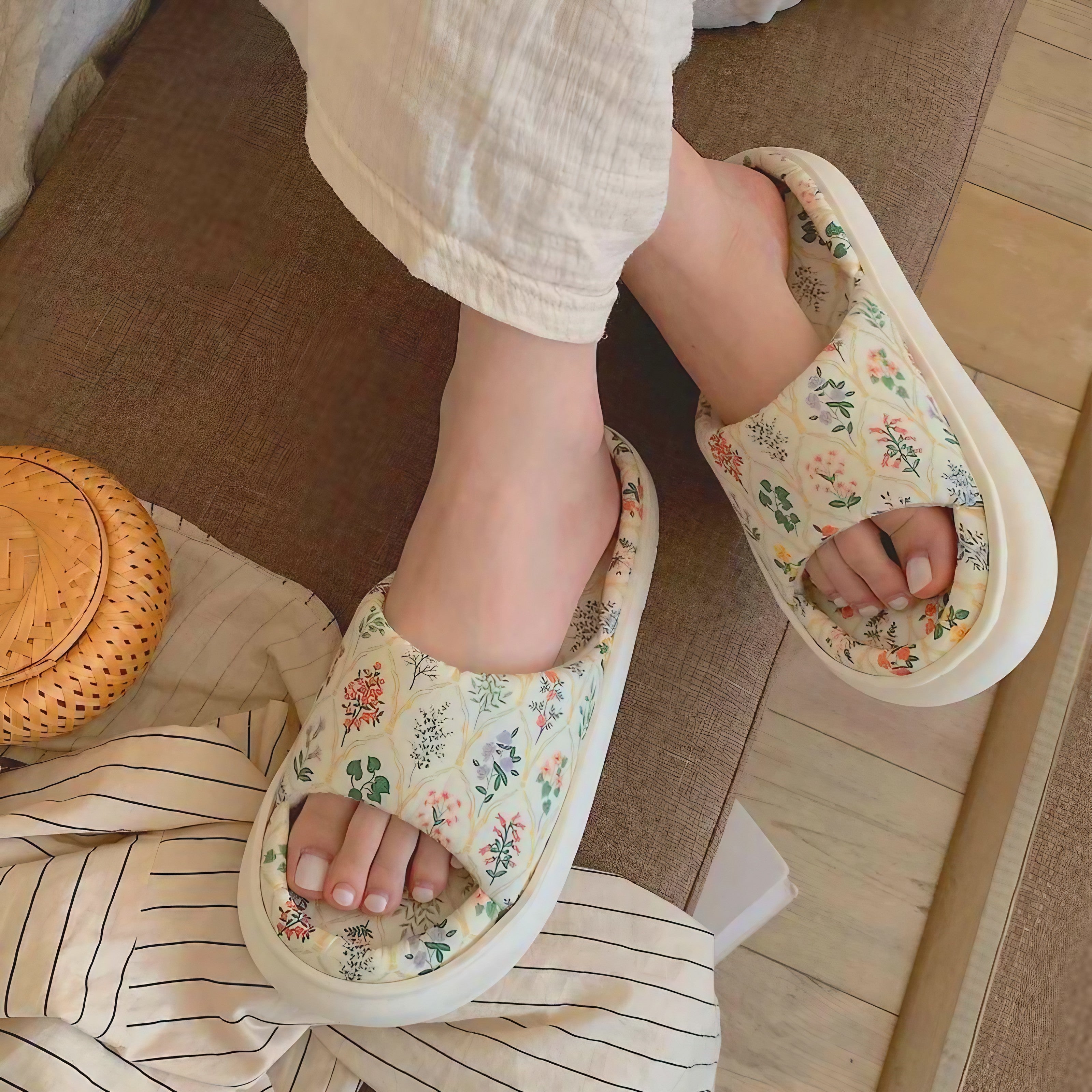 Soft Cottage Garden Slippers