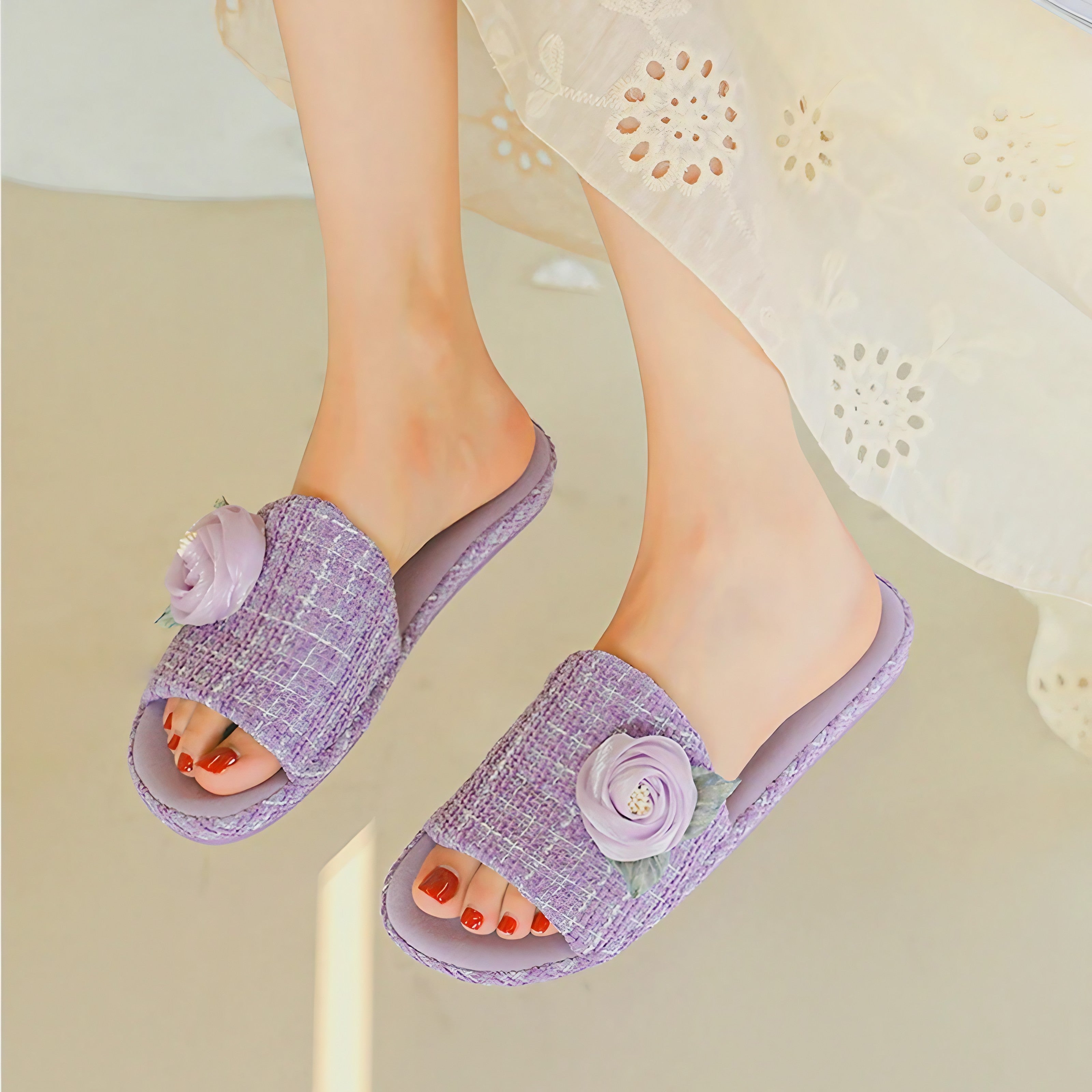 Tweed Rose Slippers