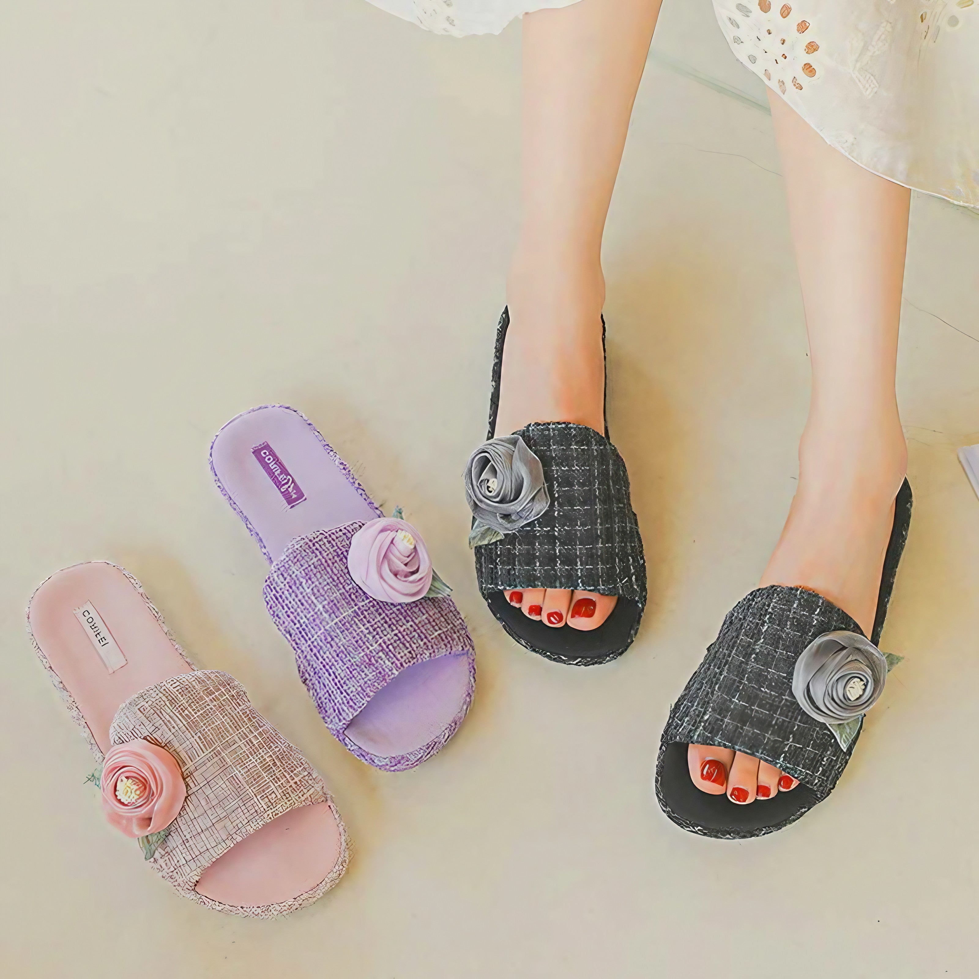Tweed Rose Slippers