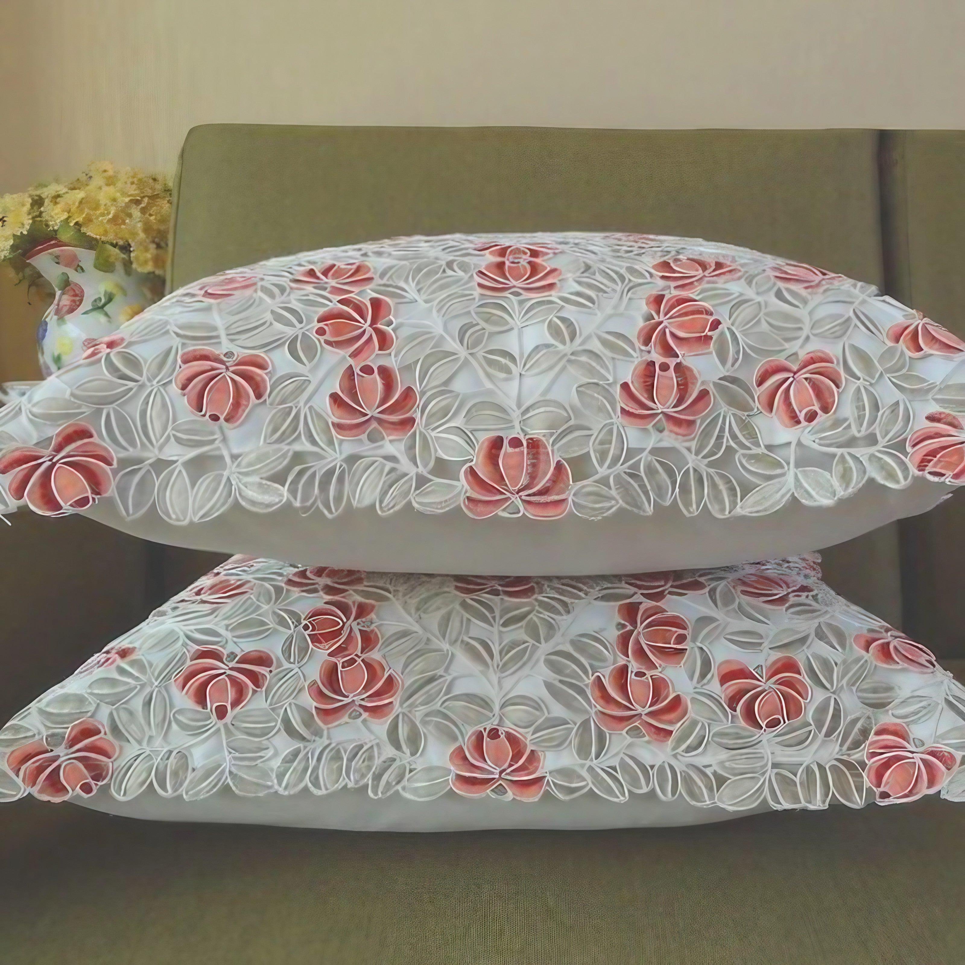 Victorian Rose Lace Cushion Covers