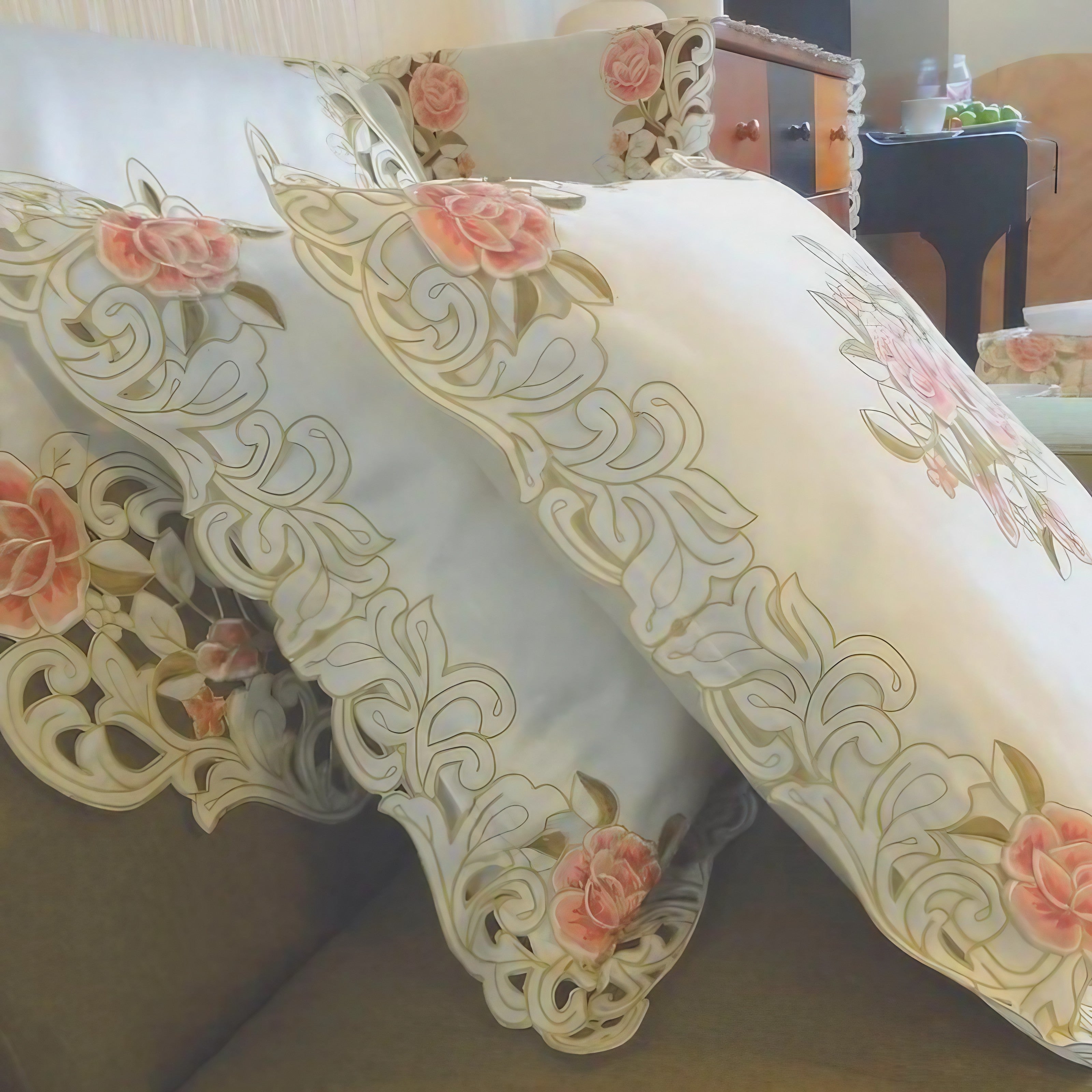 Victorian Rose Lace Cushion Covers