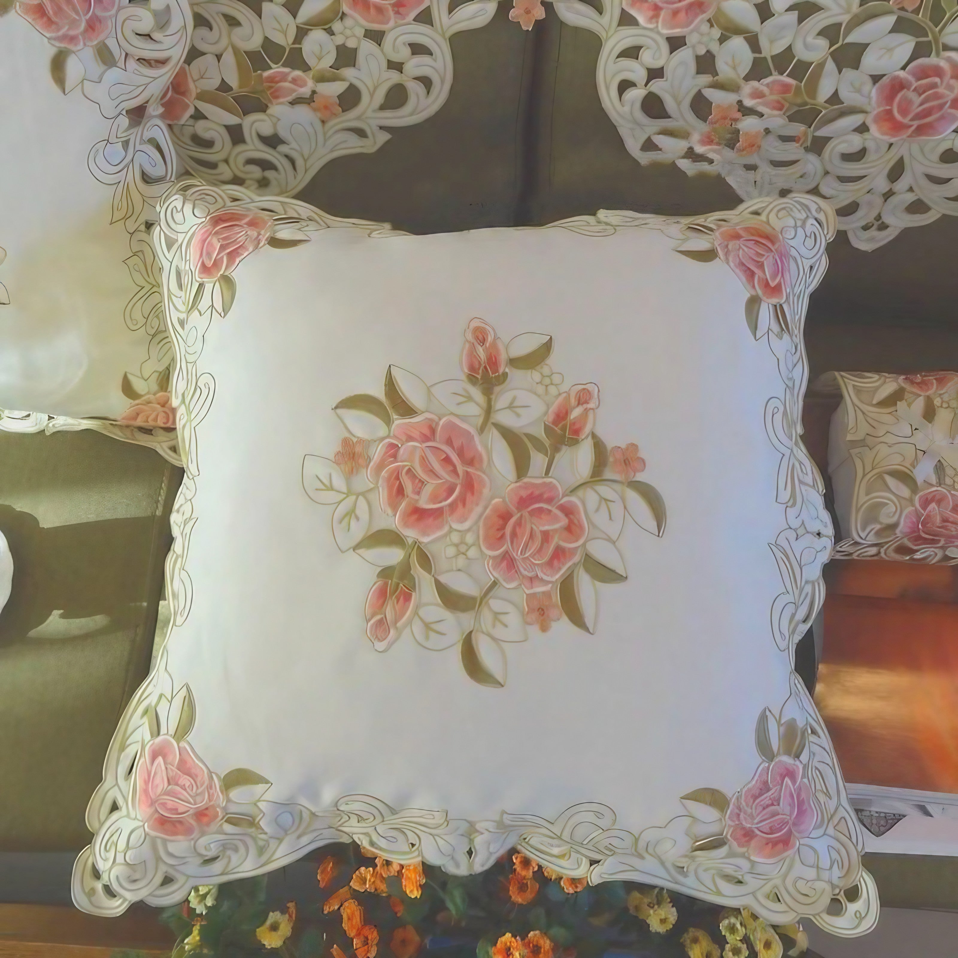Victorian Rose Lace Cushion Covers