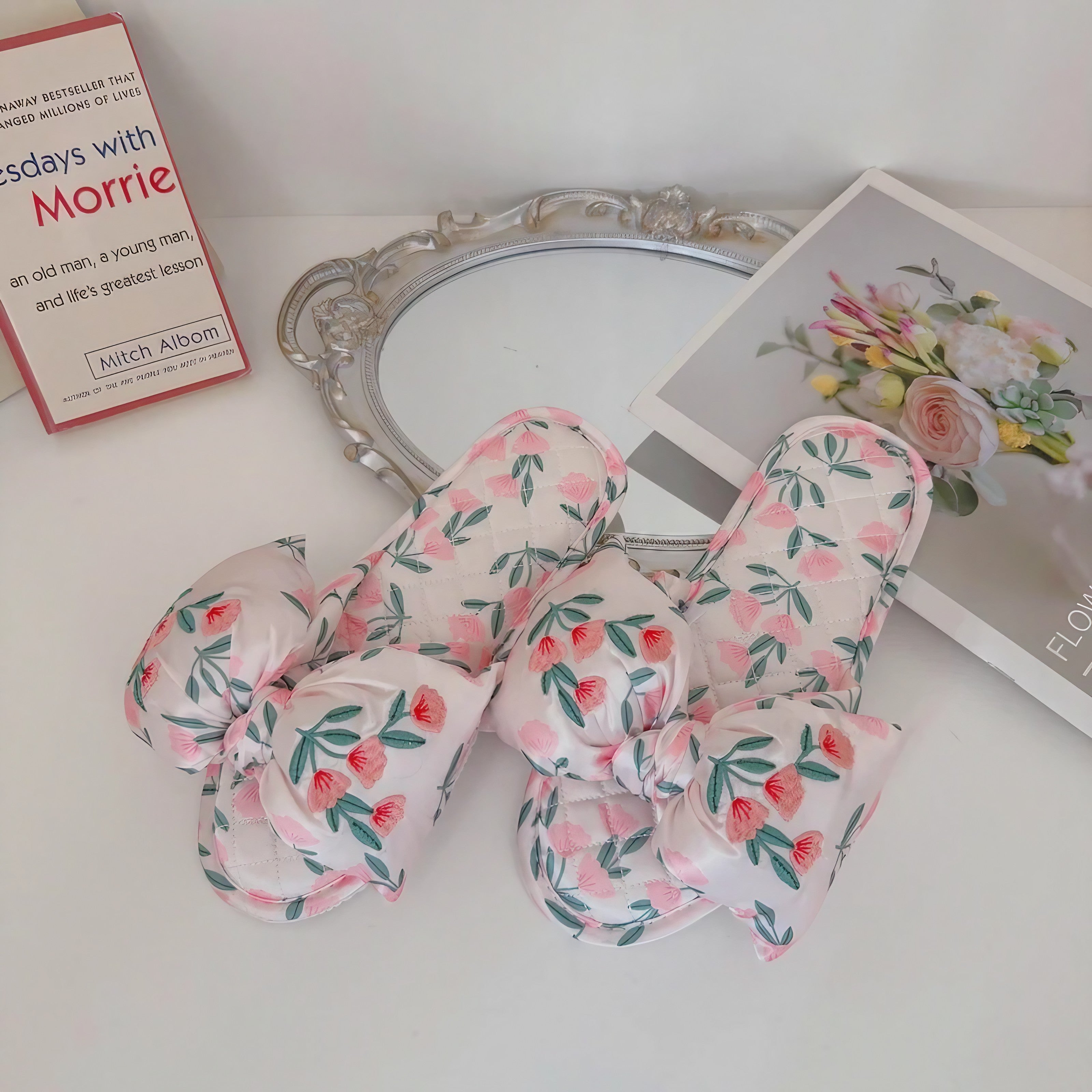 Vintage Flora Satin Slippers