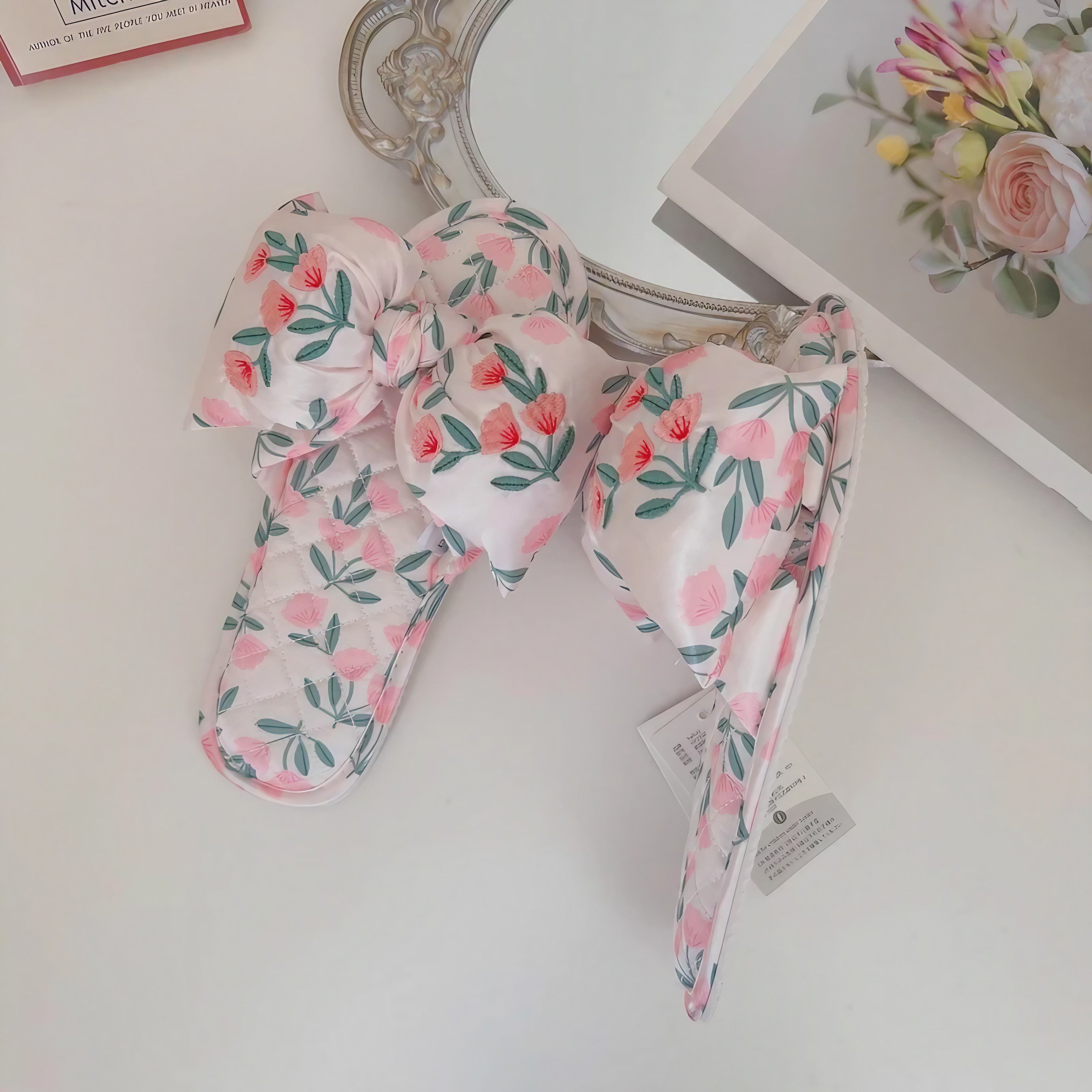 Vintage Flora Satin Slippers