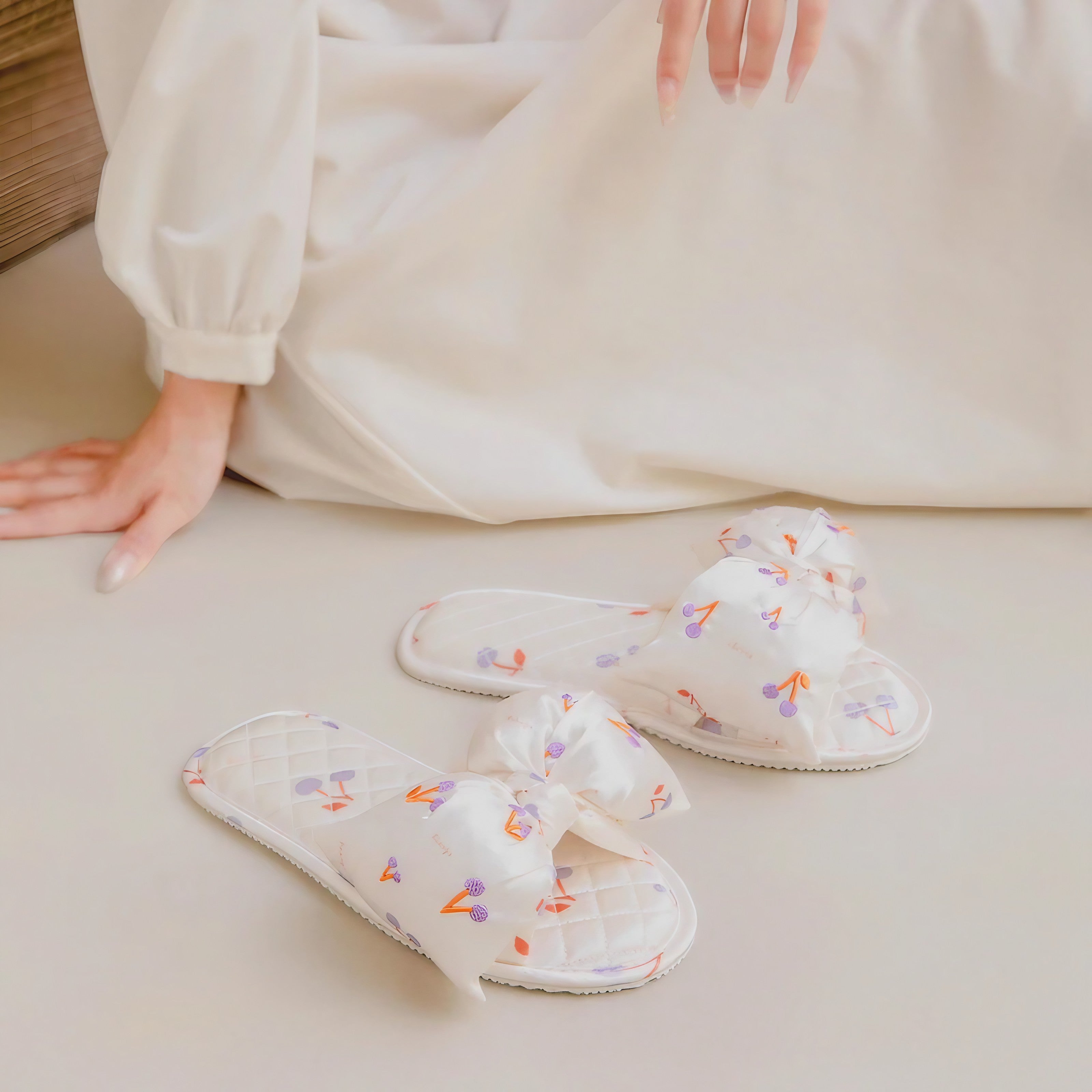 Vintage Flora Satin Slippers
