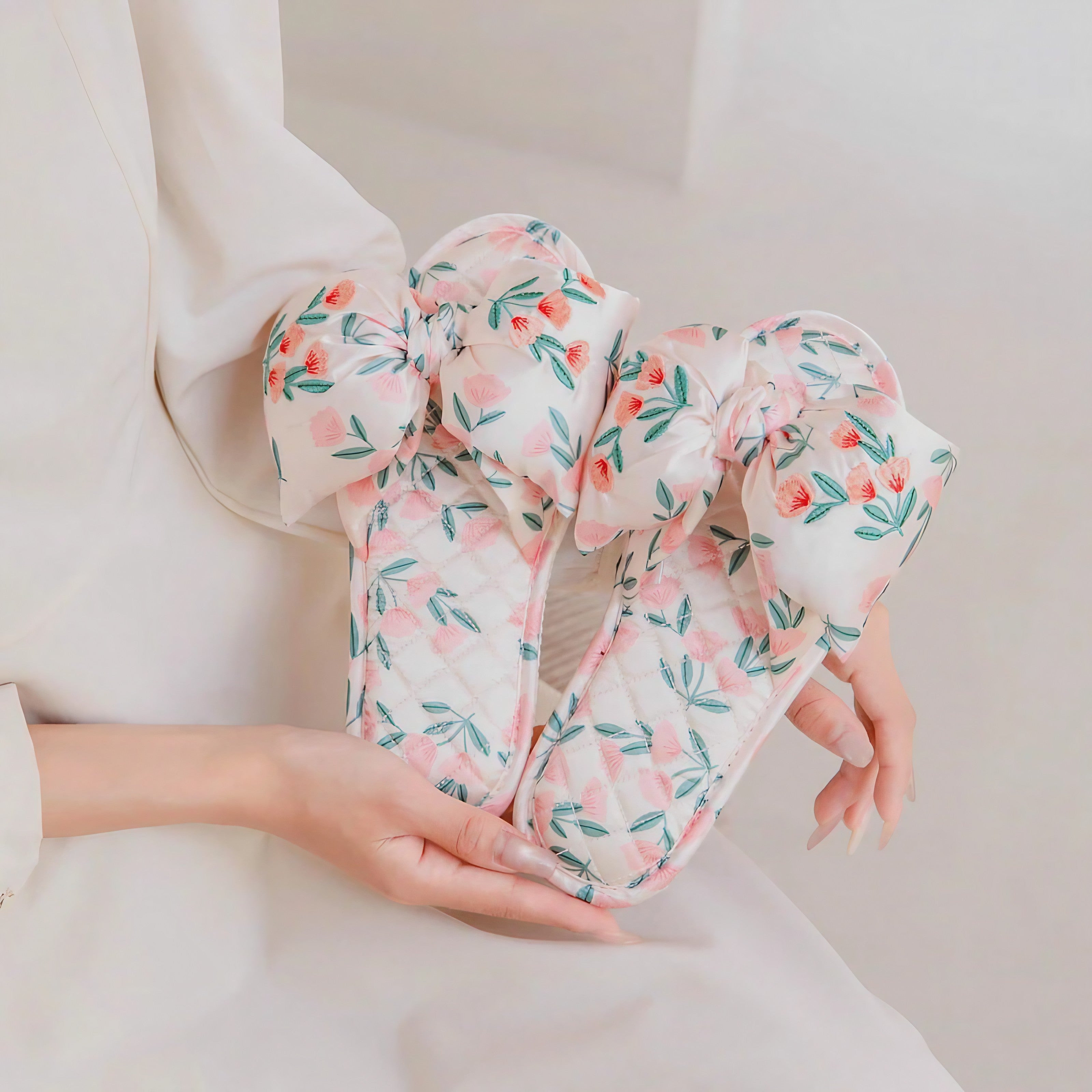 Vintage Flora Satin Slippers