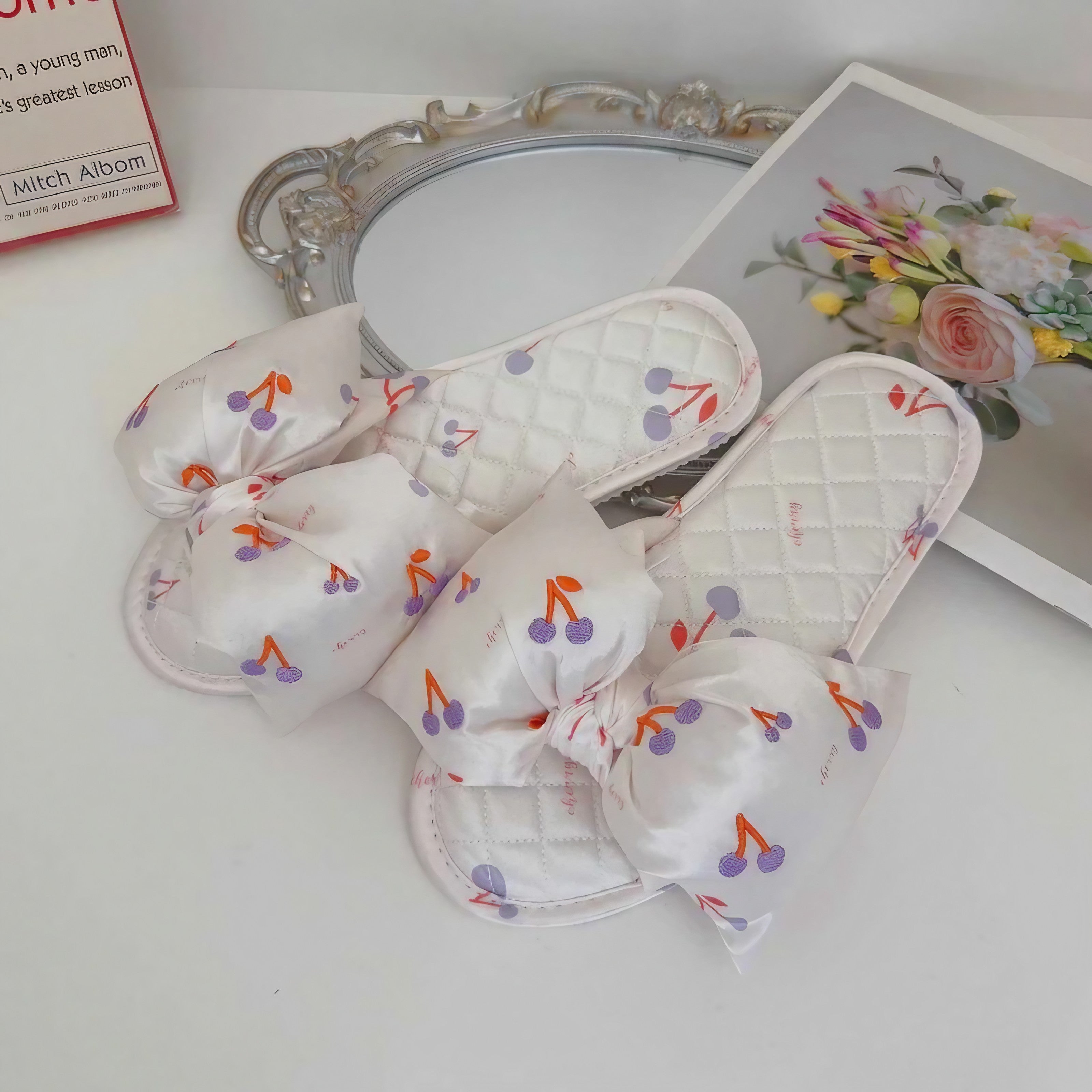 Vintage Flora Satin Slippers