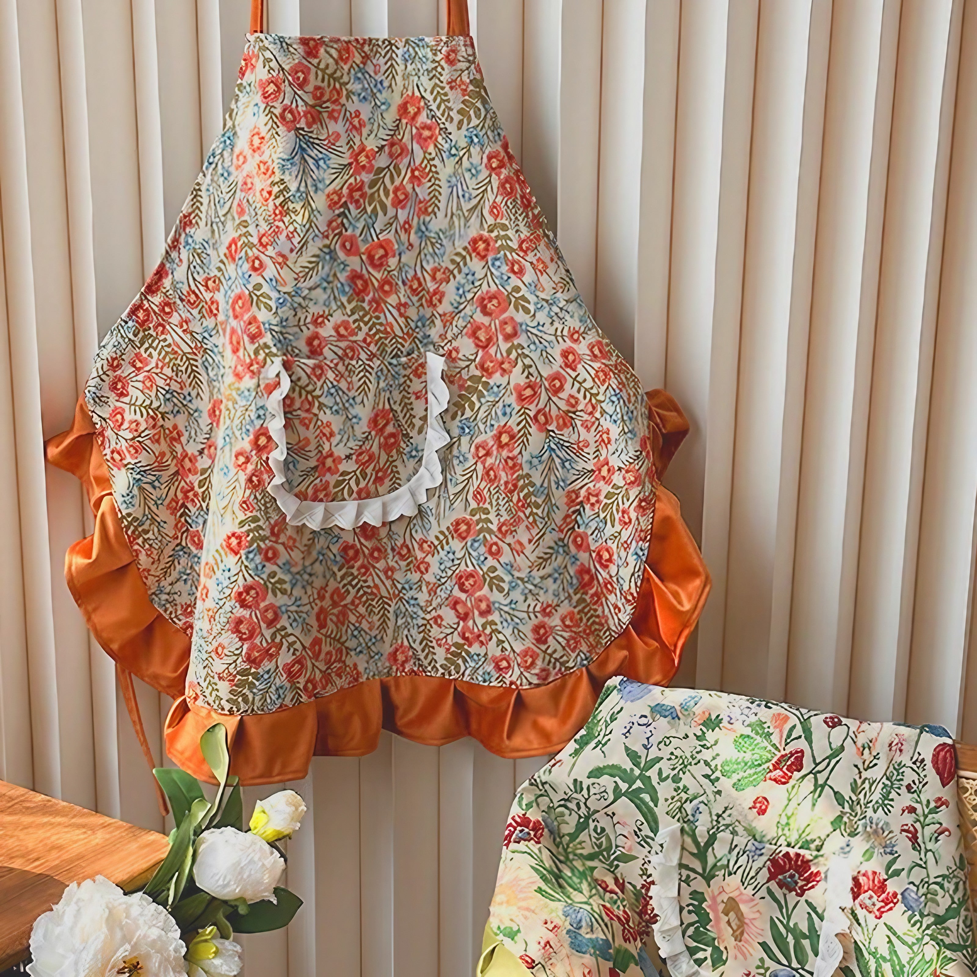 Vintage Jacquard Bloom Apron