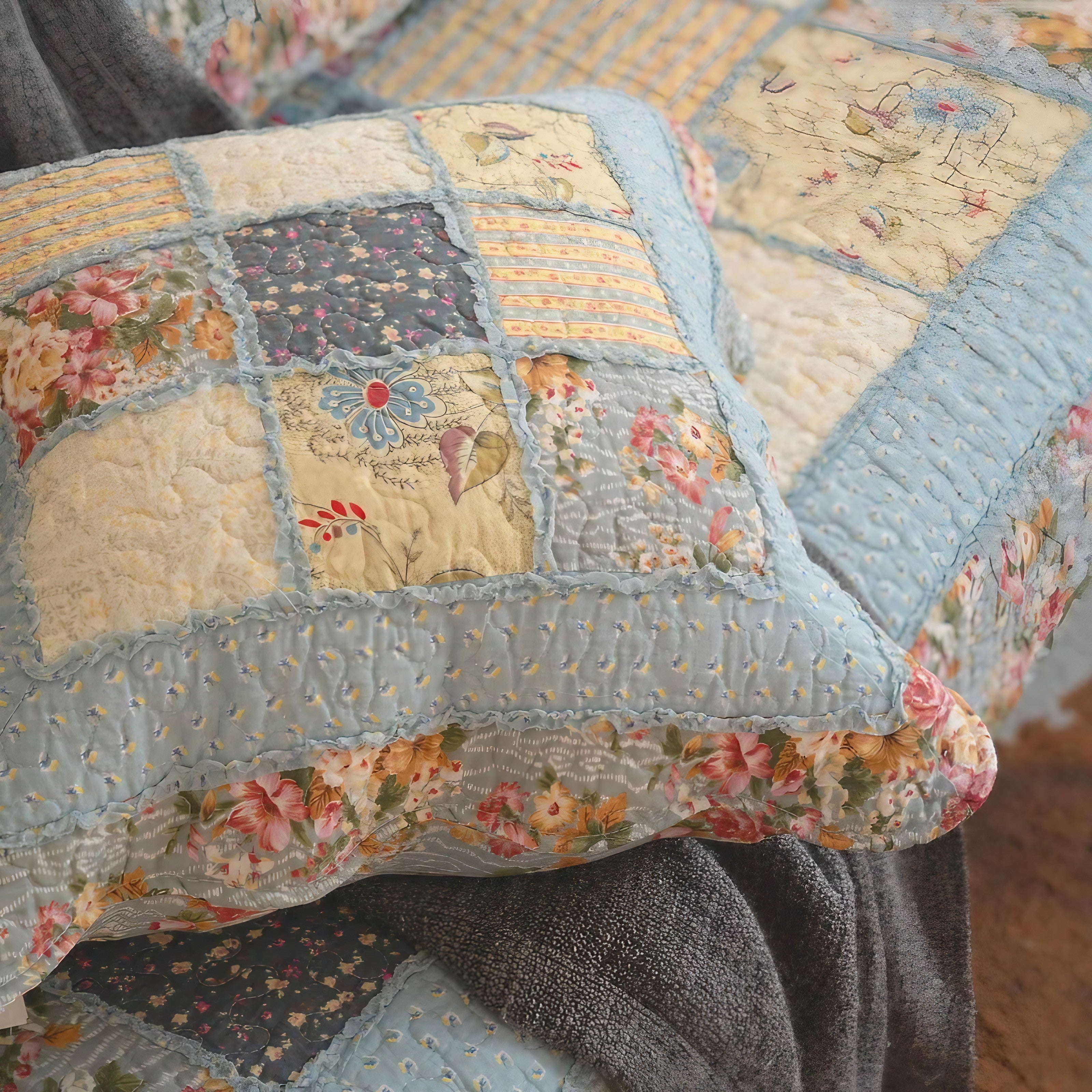 Vintage Rose Patchwork Cushion Covers
