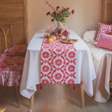 Vintage Ruby Floral Table Runner
