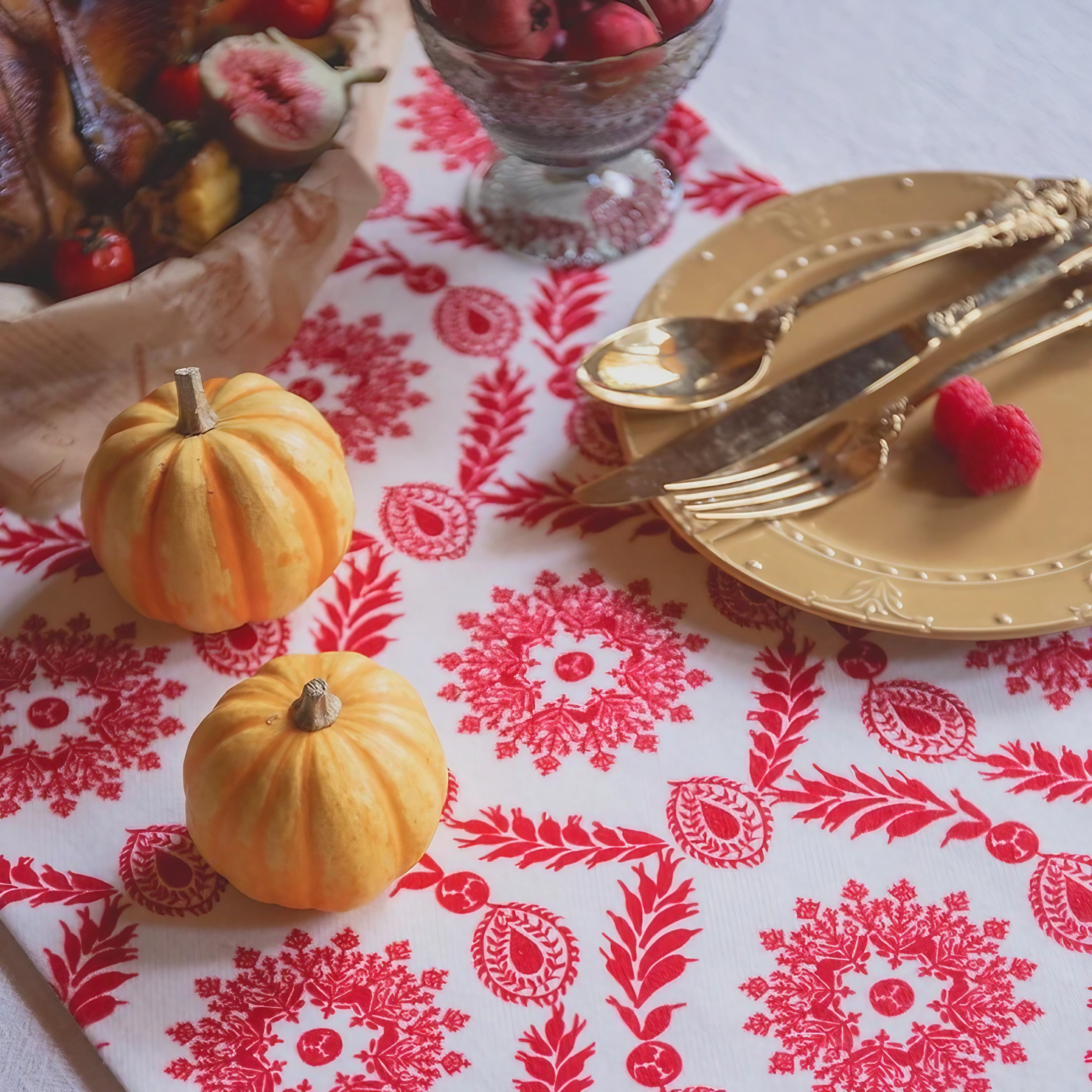 Vintage Ruby Floral Table Runner