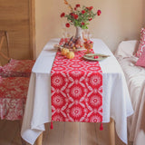 Vintage Ruby Floral Table Runner